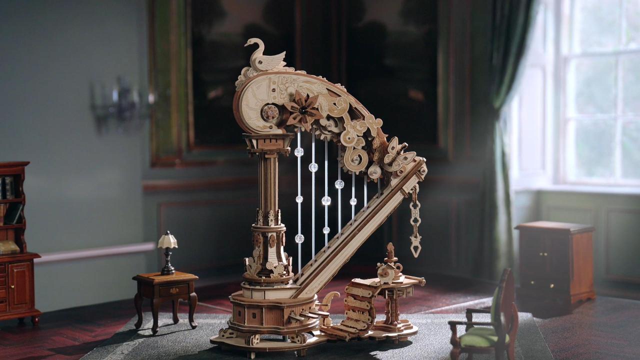 ROKR Puzzle 3D De Madera – Arpa Mágica Con Caja De Música, Maqueta Musical Para Adultos Y Jóvenes, Decoración Y Regalo