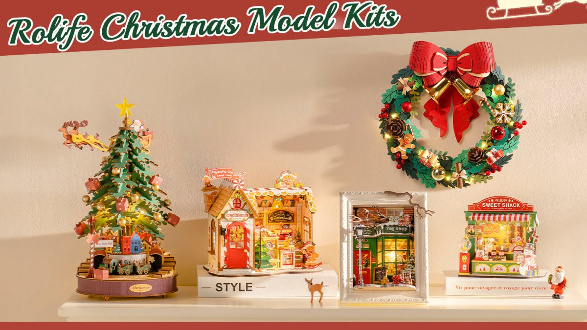 rolife new diy christmas kits 2025-christmas gingerbread house, christmas candy stand and christmas wreath