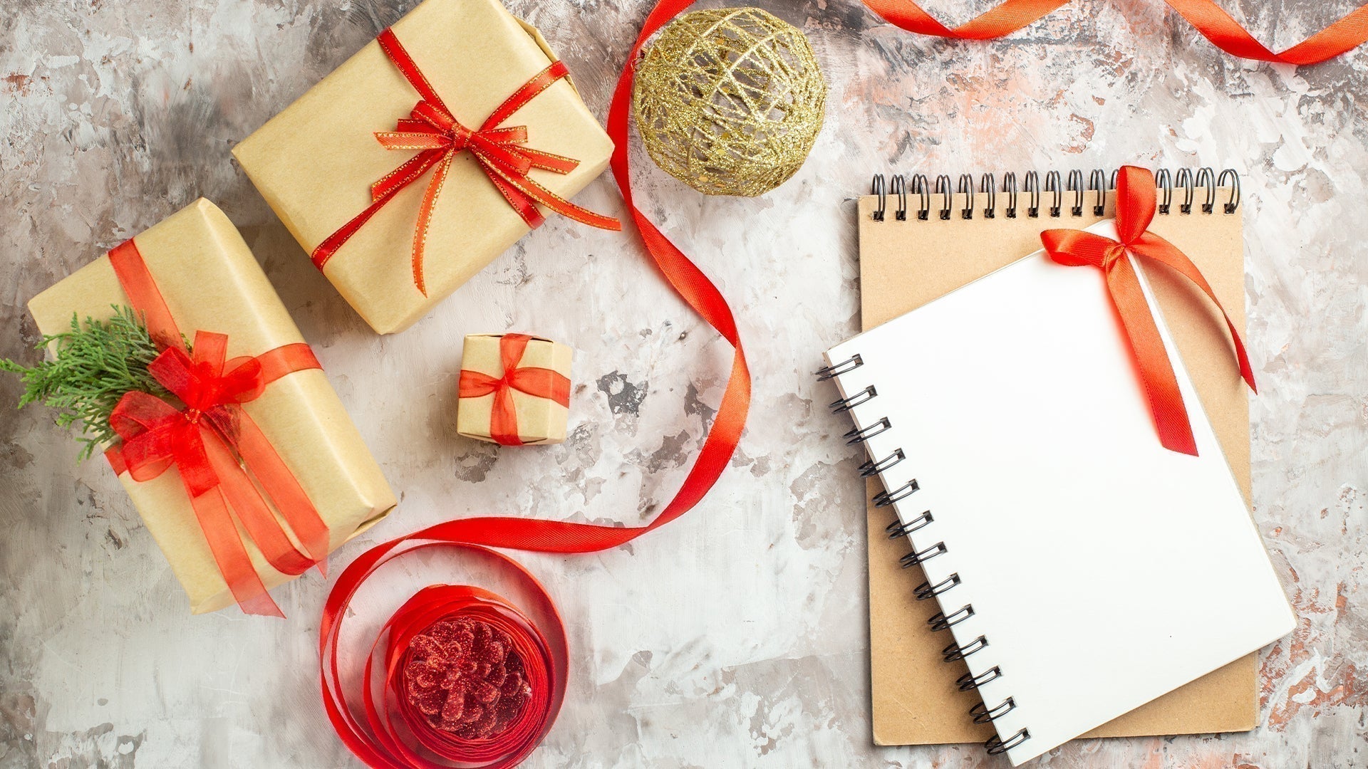 Top View Christmas Presents with Toys White Background
