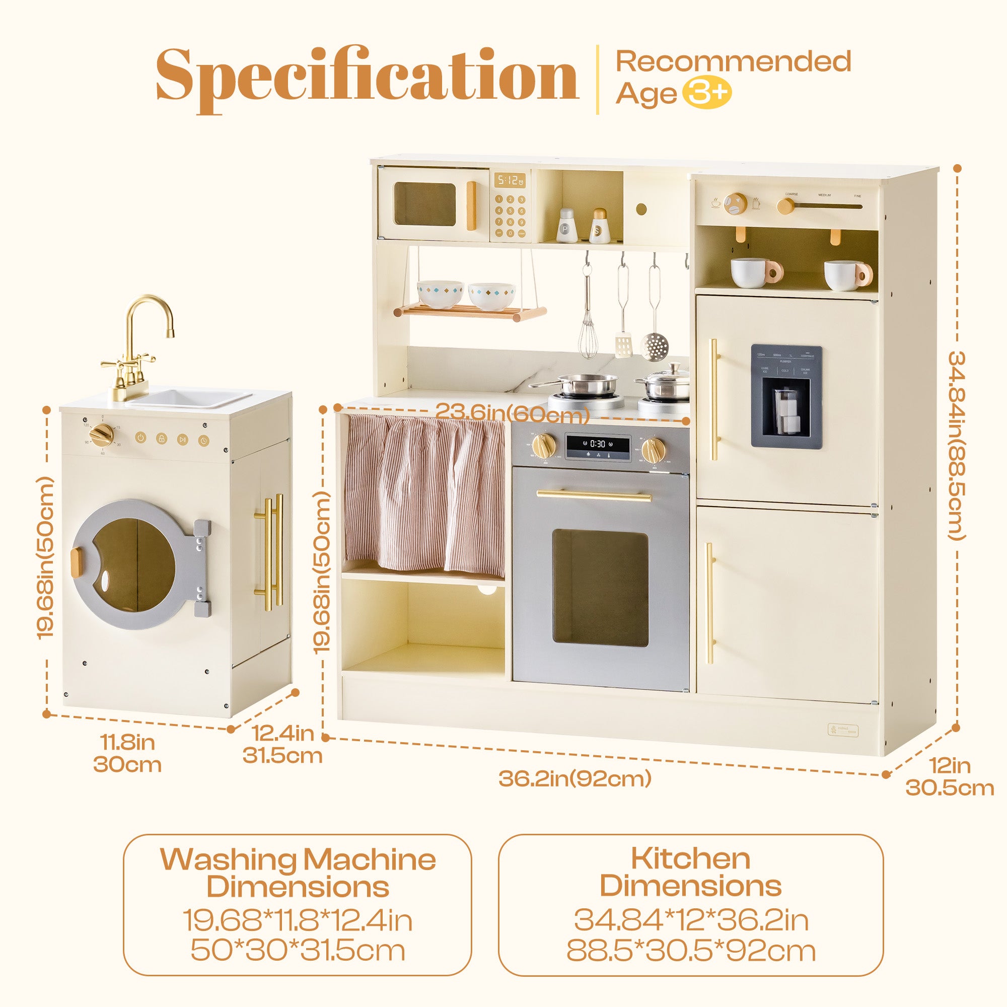 ROBUD Pretend Corner Kitchen with All-in-One & Combination-Style