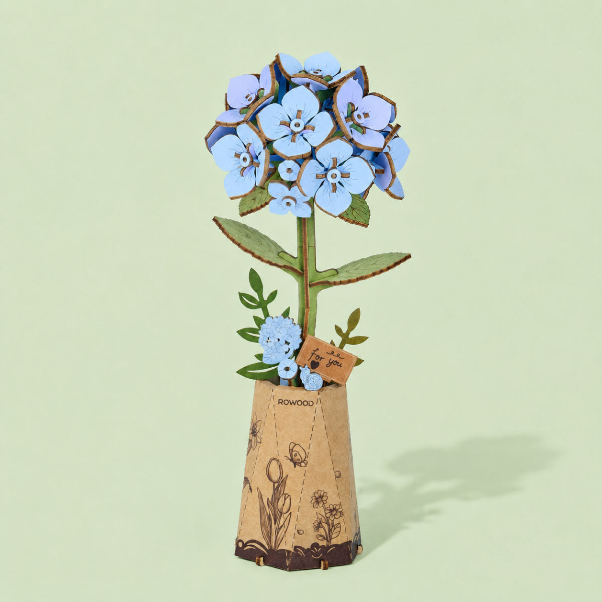 Rowood Blaue Hortensie DIY Blume Holz 3D Puzzle TW141