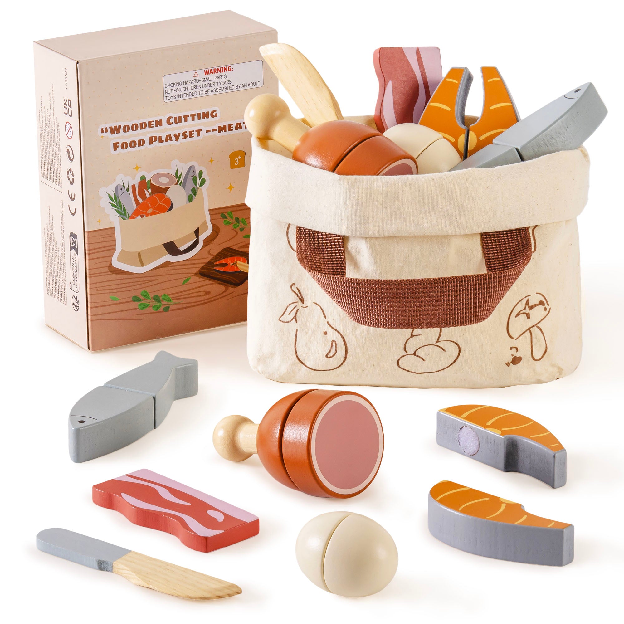 ROBUD Wooden Childs Play Food Set - Meat