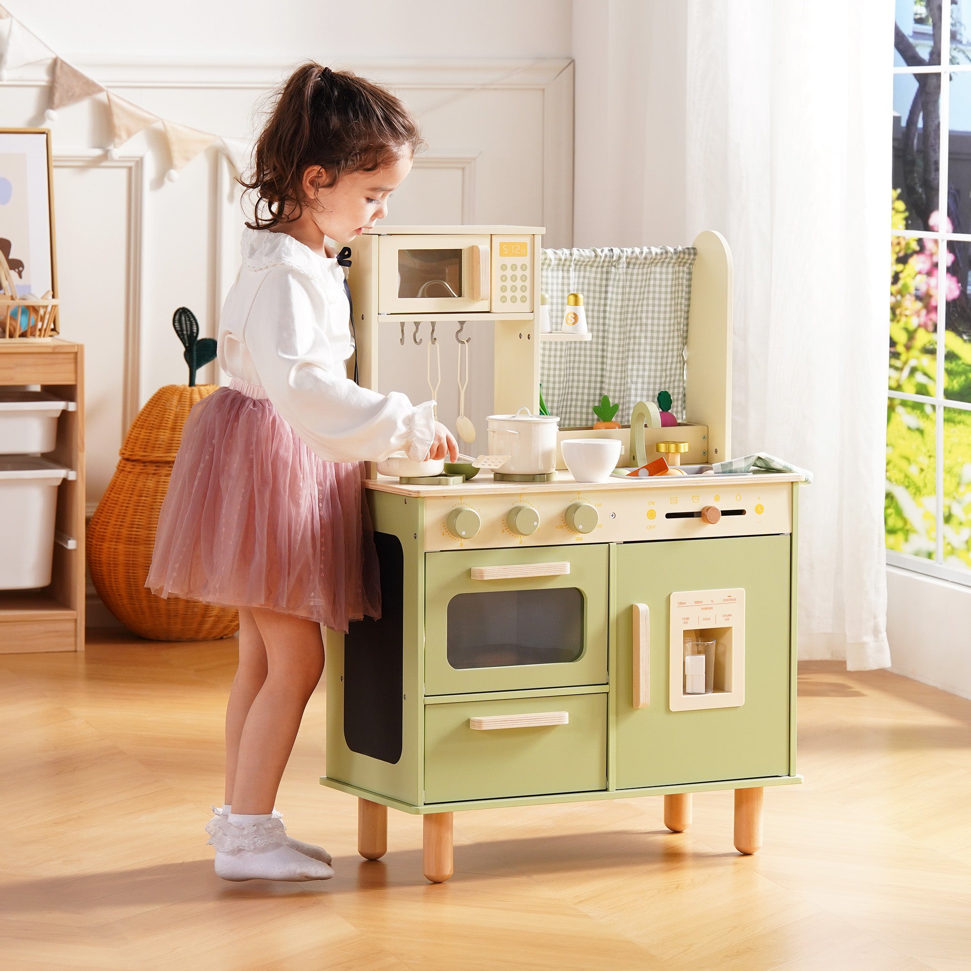 ROBUD Wooden Pretend Play Kitchen Set for Kids