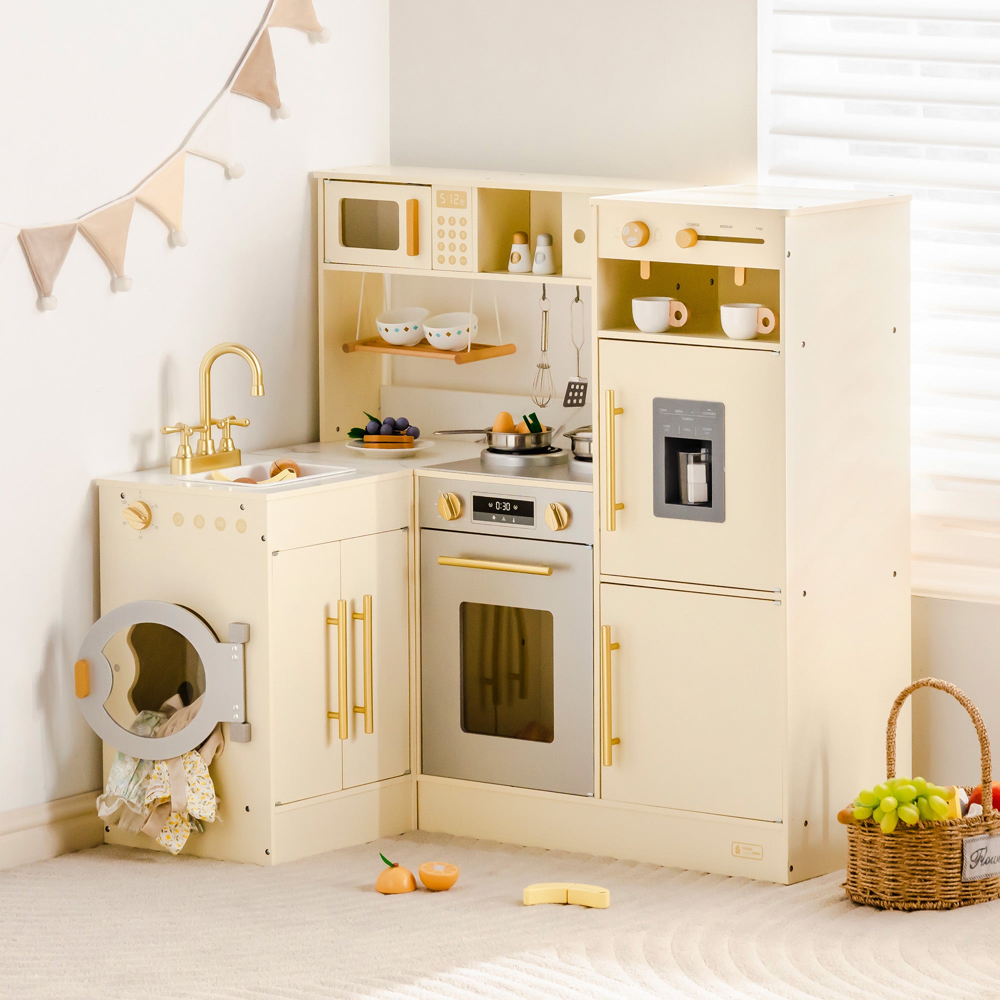 ROBUD Pretend Corner Kitchen with All-in-One & Combination-Style