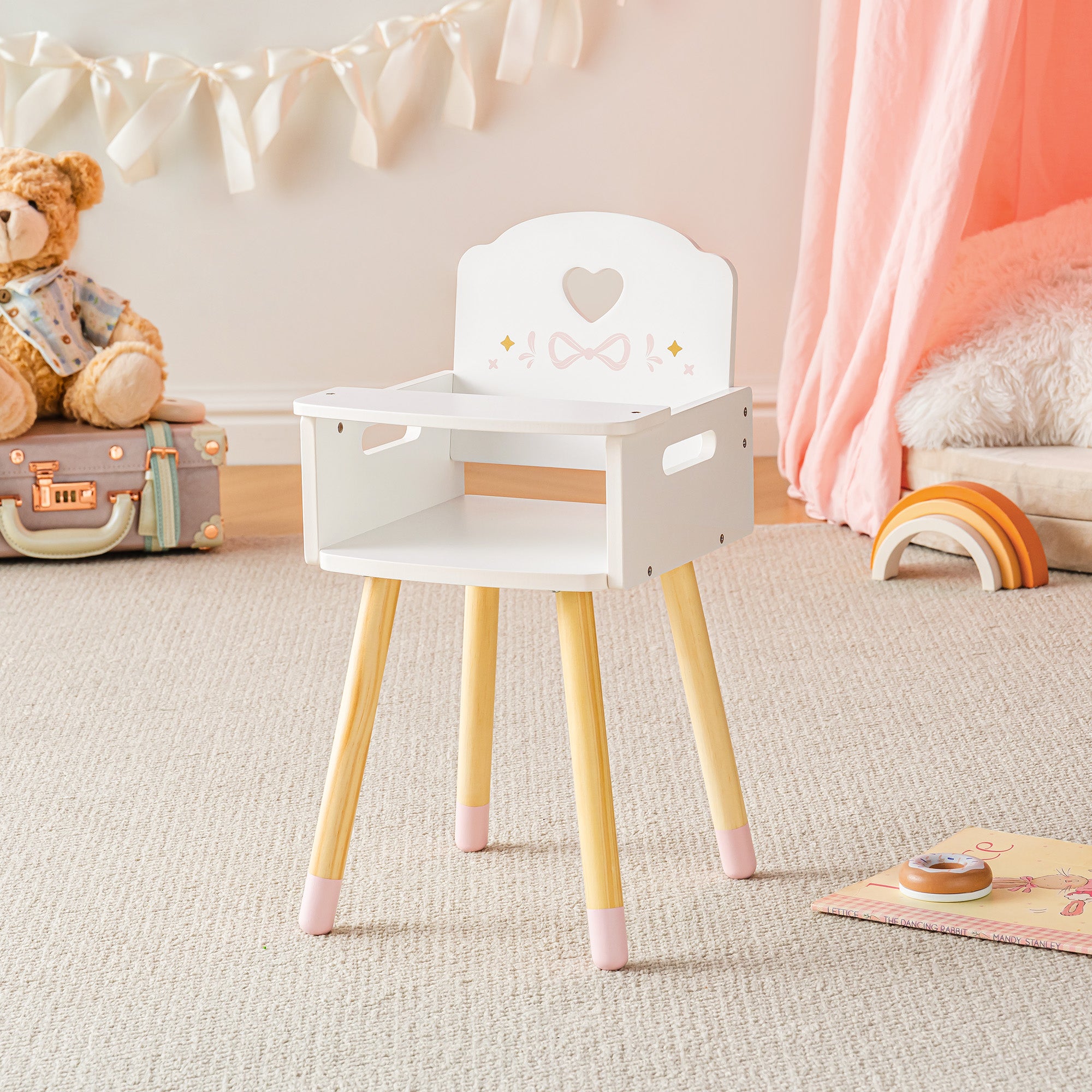 ROBUD Baby Doll High Chair with Heart-Shaped