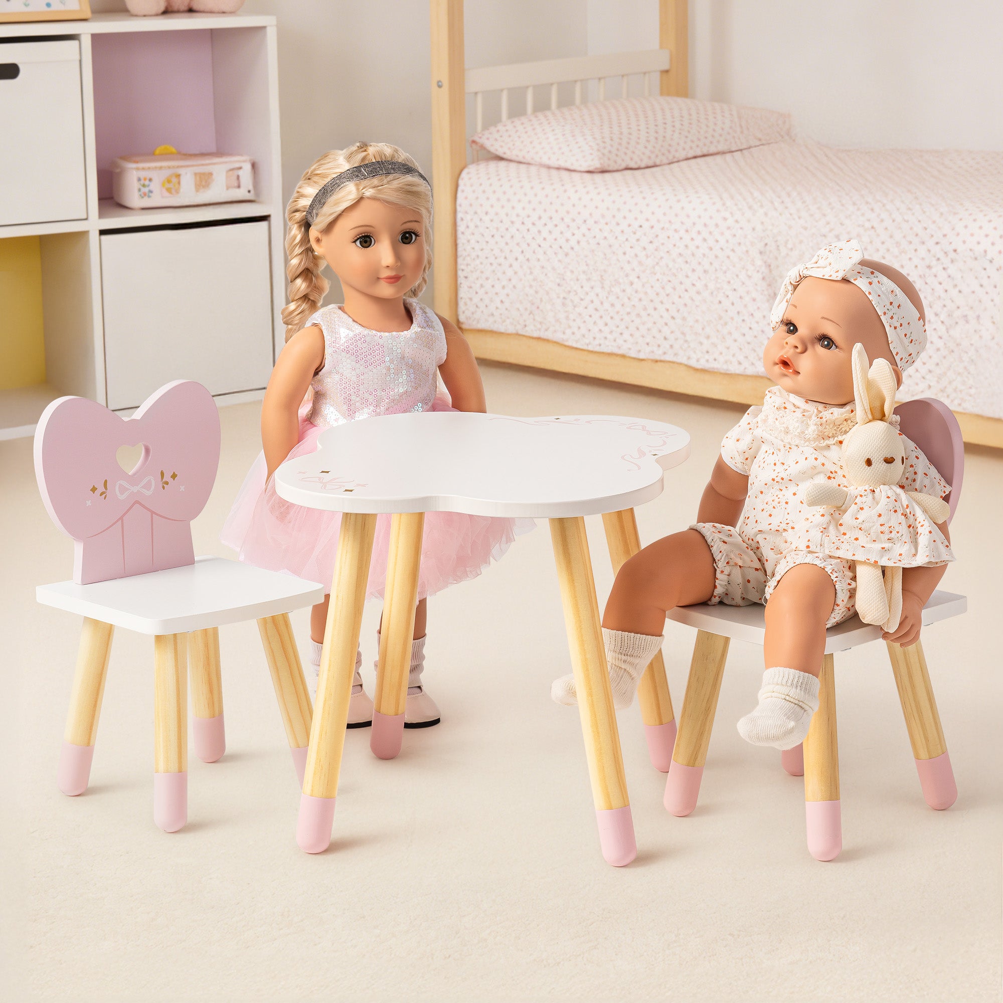 ROBUD 18 Inch Dolls Table Chairs Set