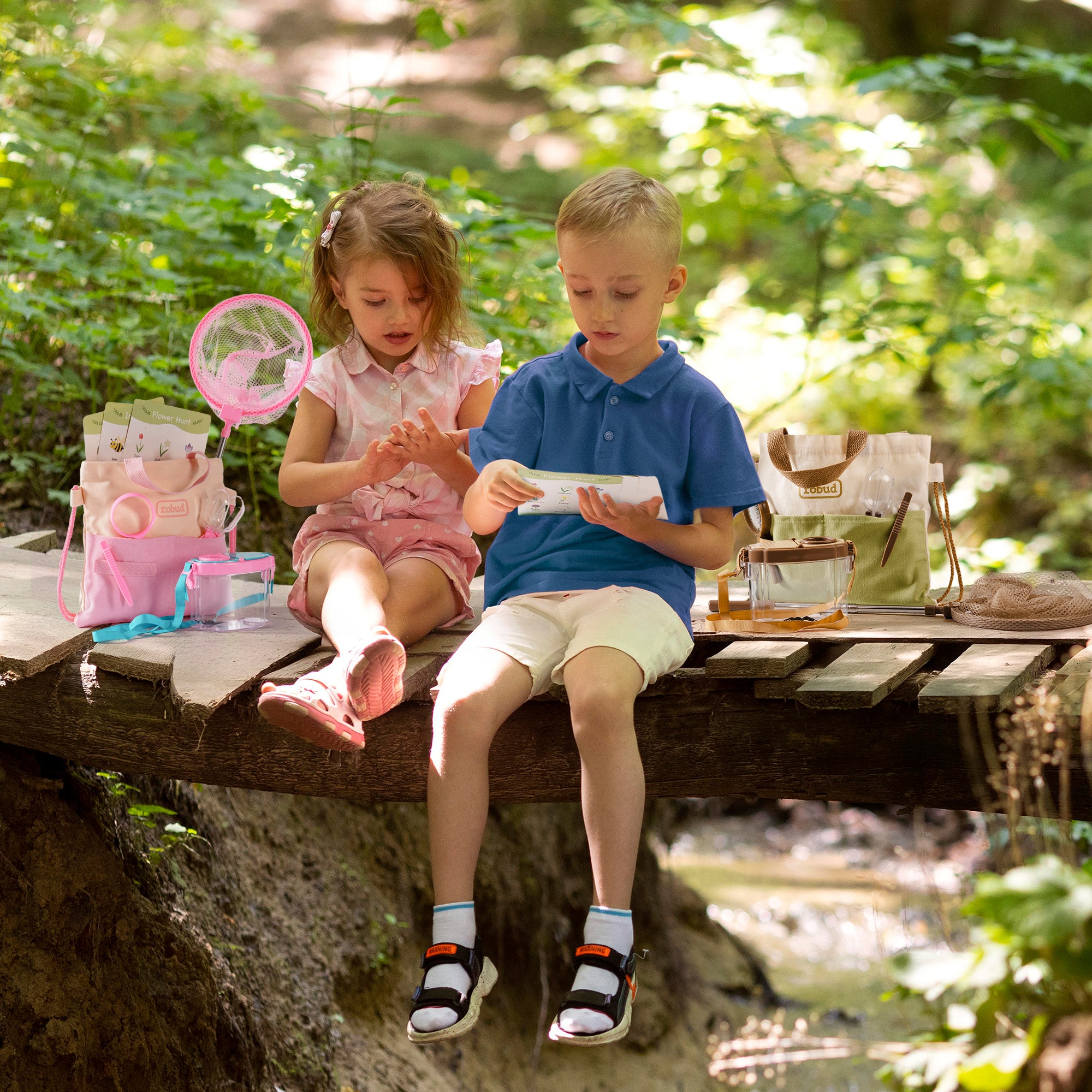 ROBUD Dual Kids Outdoor Explorer Kit - Pink & Green