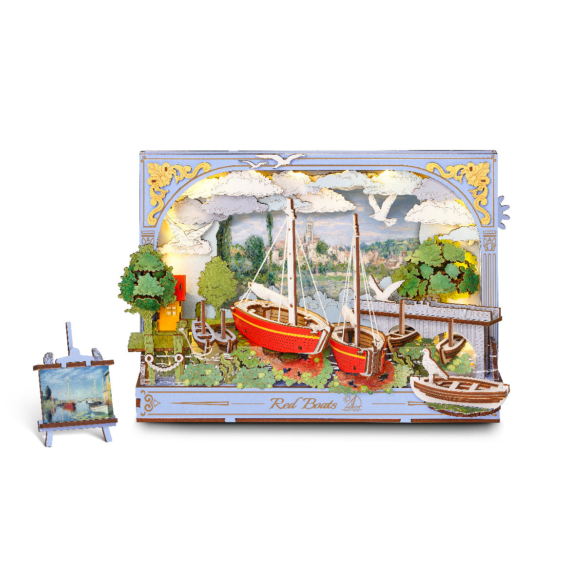 Rowood Rote Boote Wandkunst 3D-Holzpuzzle TH004
