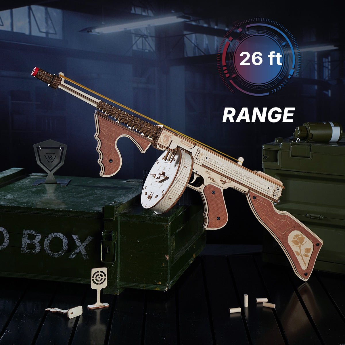 ROKR Thompson Submachine Toy Gun 3D Wooden Puzzle LQB01