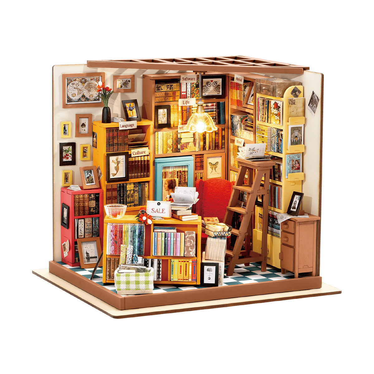 Rolife Sam's Study Library DIY Miniature House Kit DG102