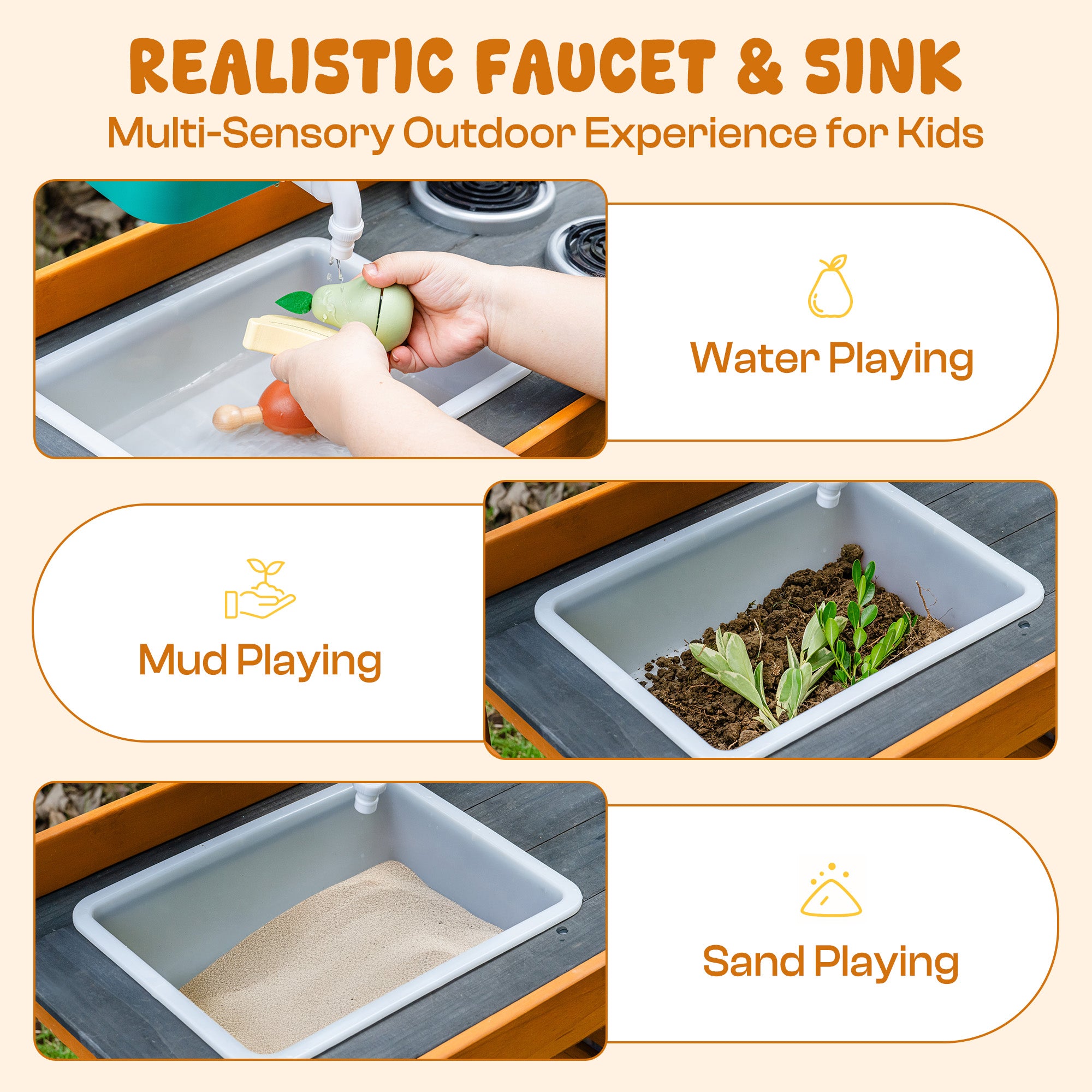 ROBUD Outdoor Mud Kitchen with Real Water Play