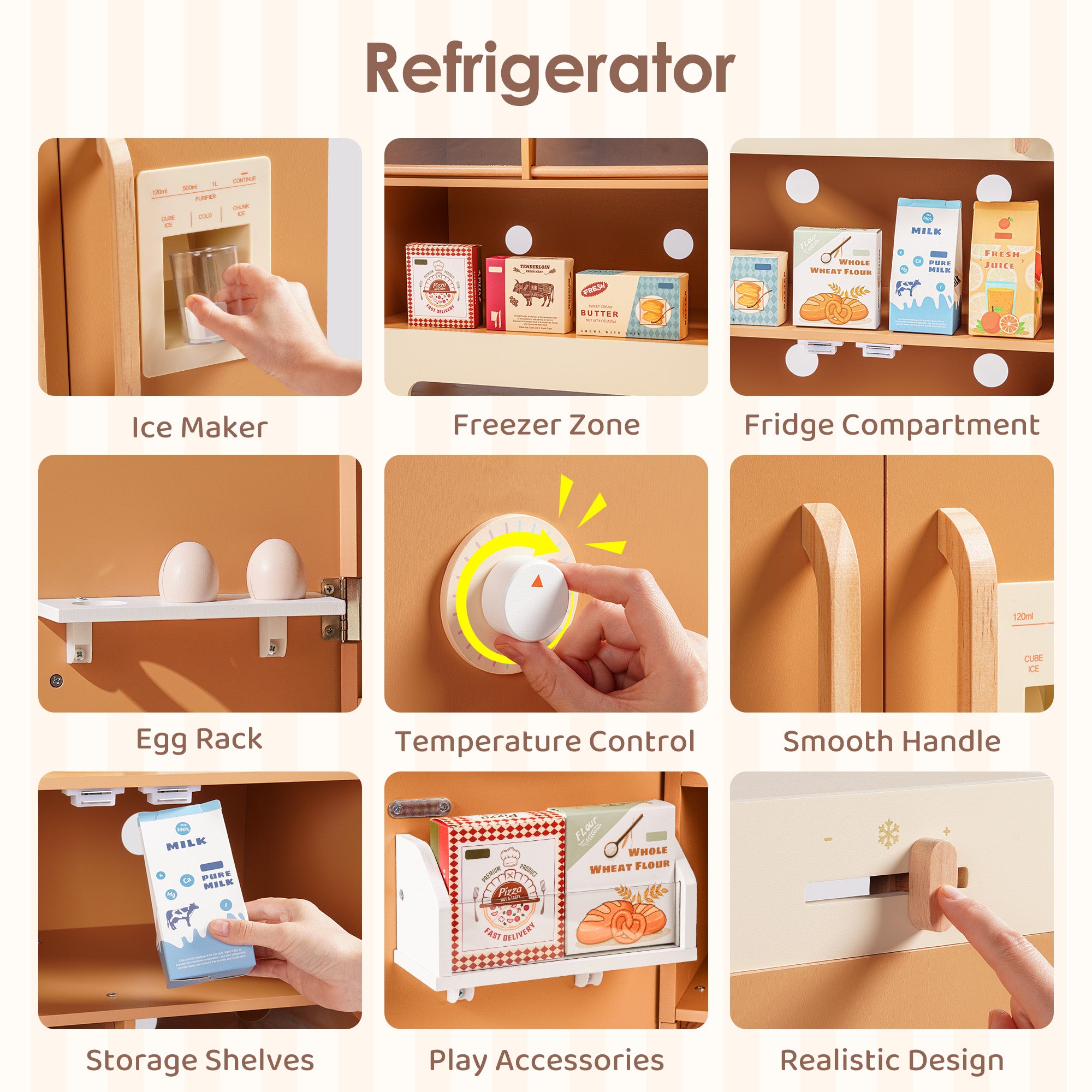 Robud Wooden Kids Kitchen PlaySet Series - Caramel