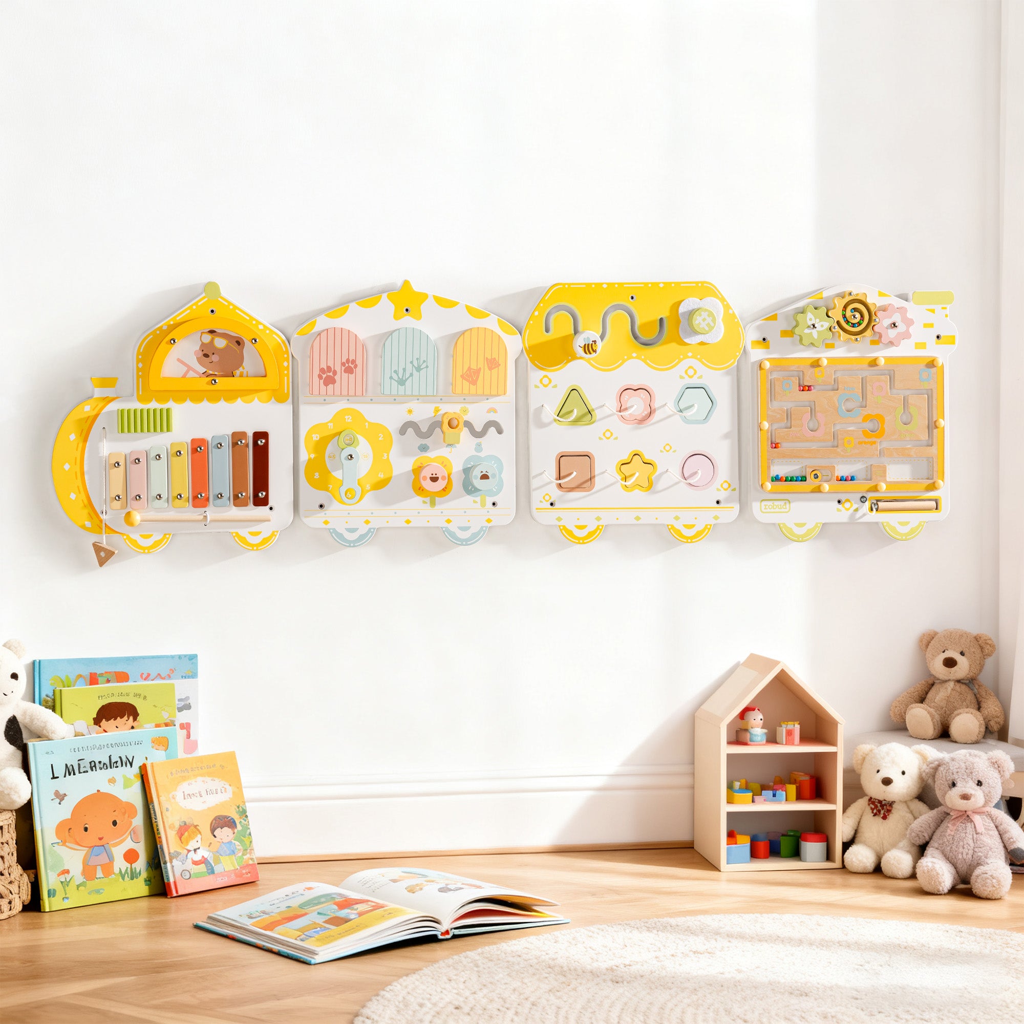 ROBUD Wooden Spring Train Busy Board