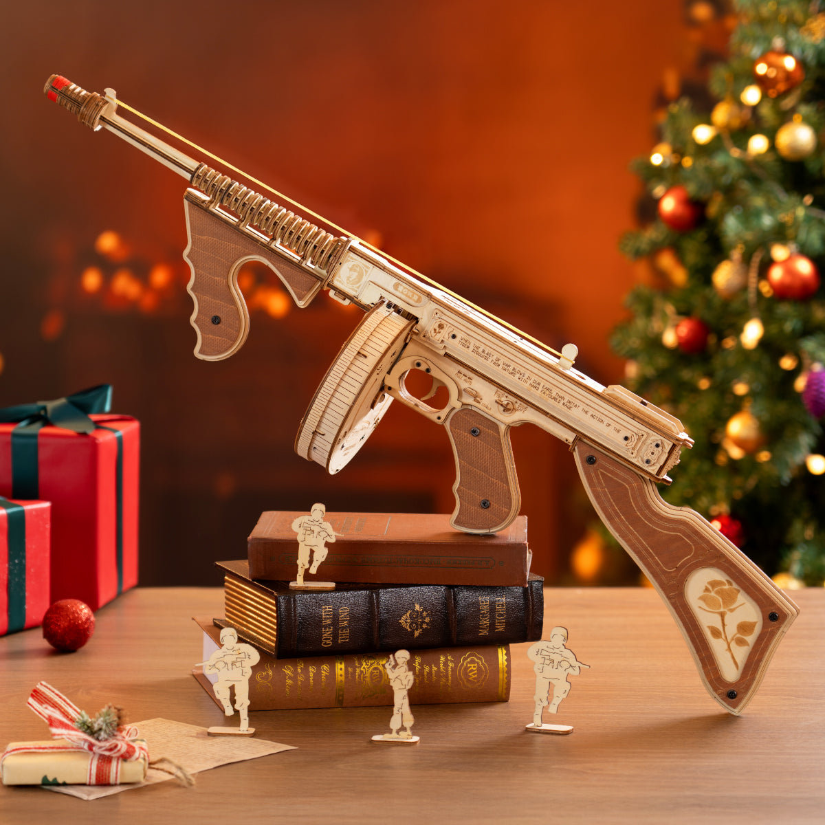 ROKR Thompson Submachine Toy Gun 3D Wooden Puzzle LQB01