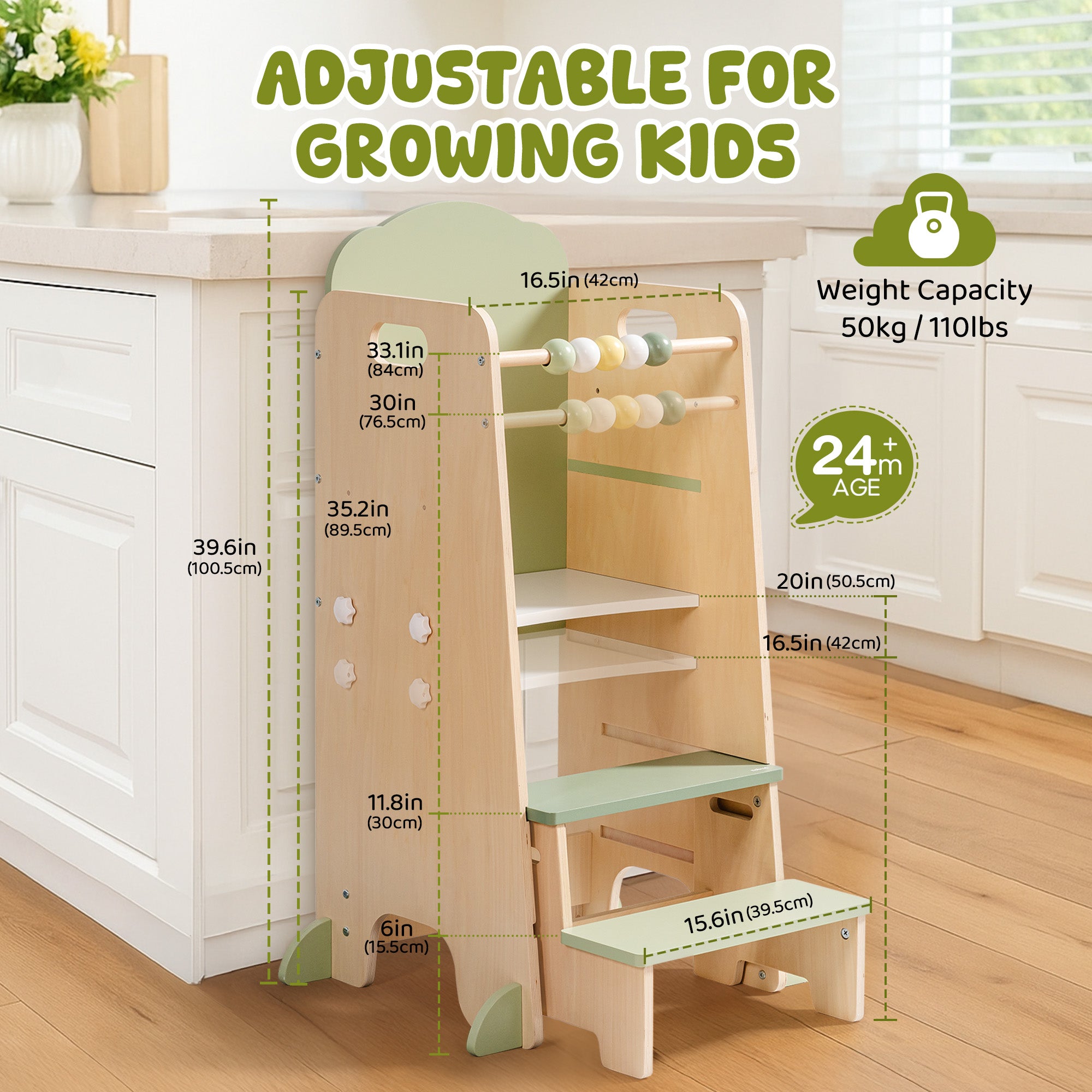 ROBUD Toddler Standing Tower with Step Stool Set