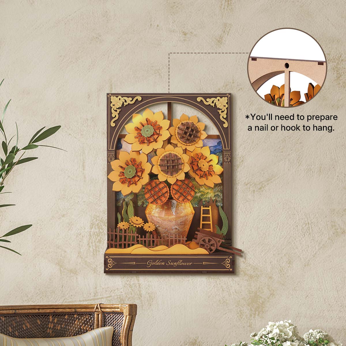 Rowood Golden Sunflower Wall Art 3D Wooden Puzzle TH002