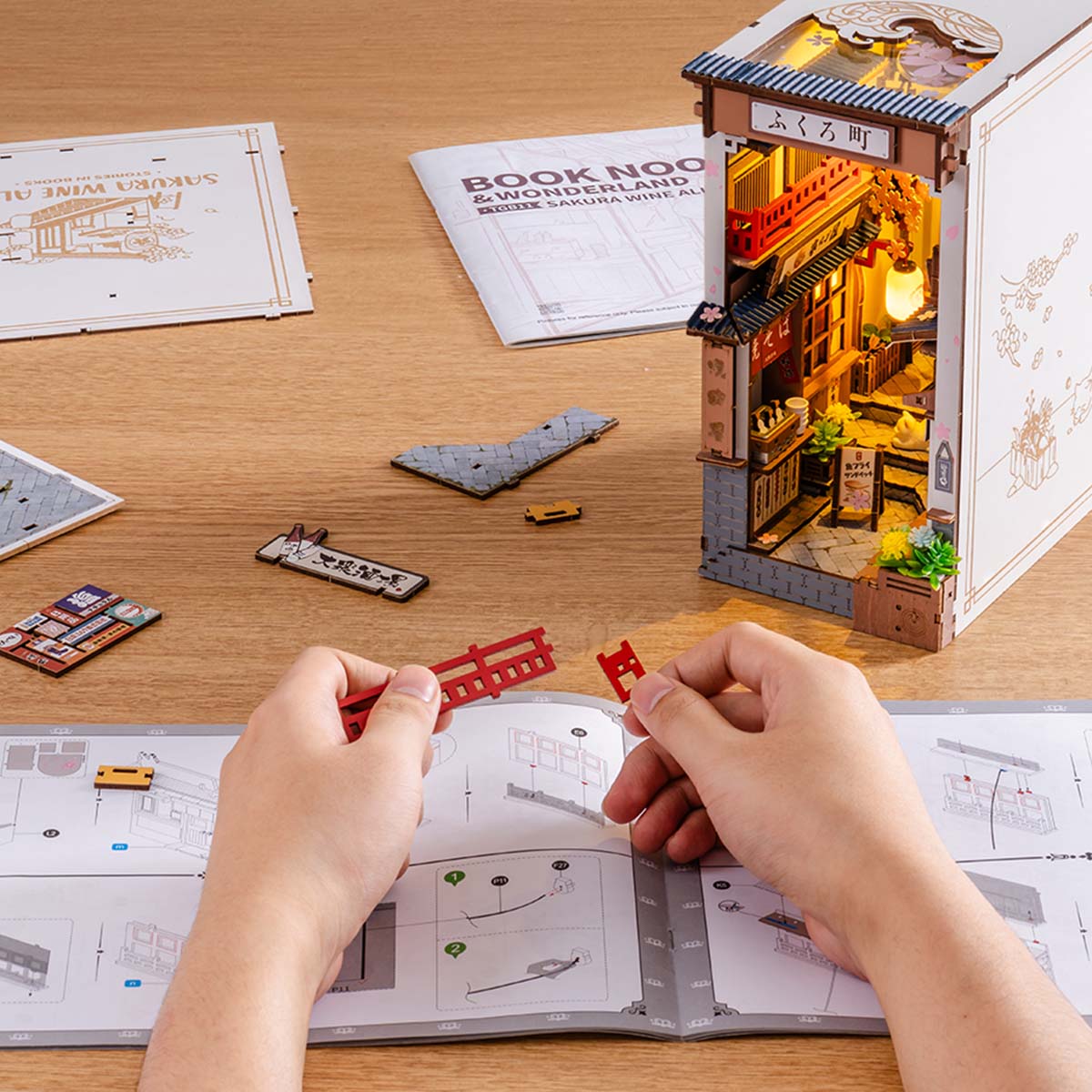 Rolife Sakura Wine Alley DIY Boekenhoekplank Inzetset TGB11