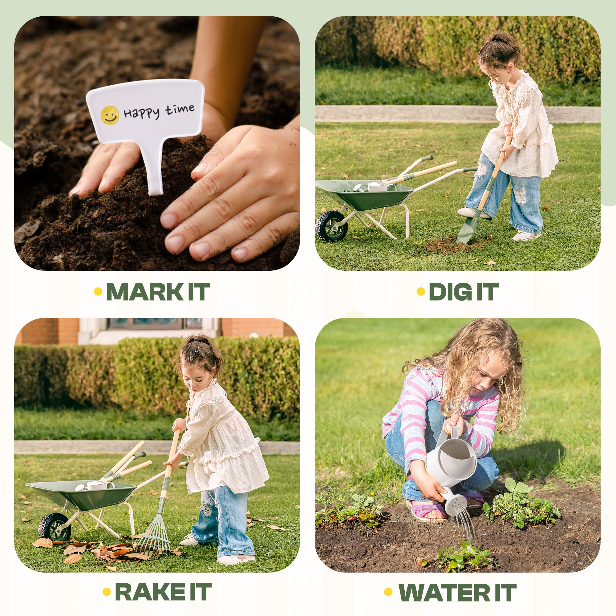 ROBUD Kids Wheelbarrow with Gardening Set