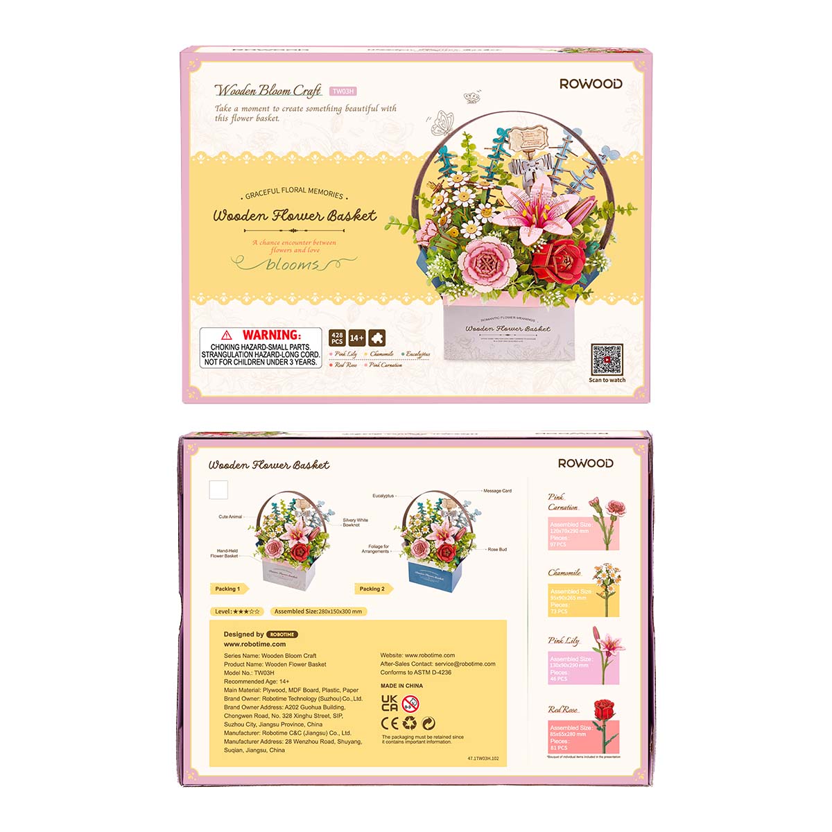 Panier à fleurs en bois Rowood DIY Puzzle 3D TW03H