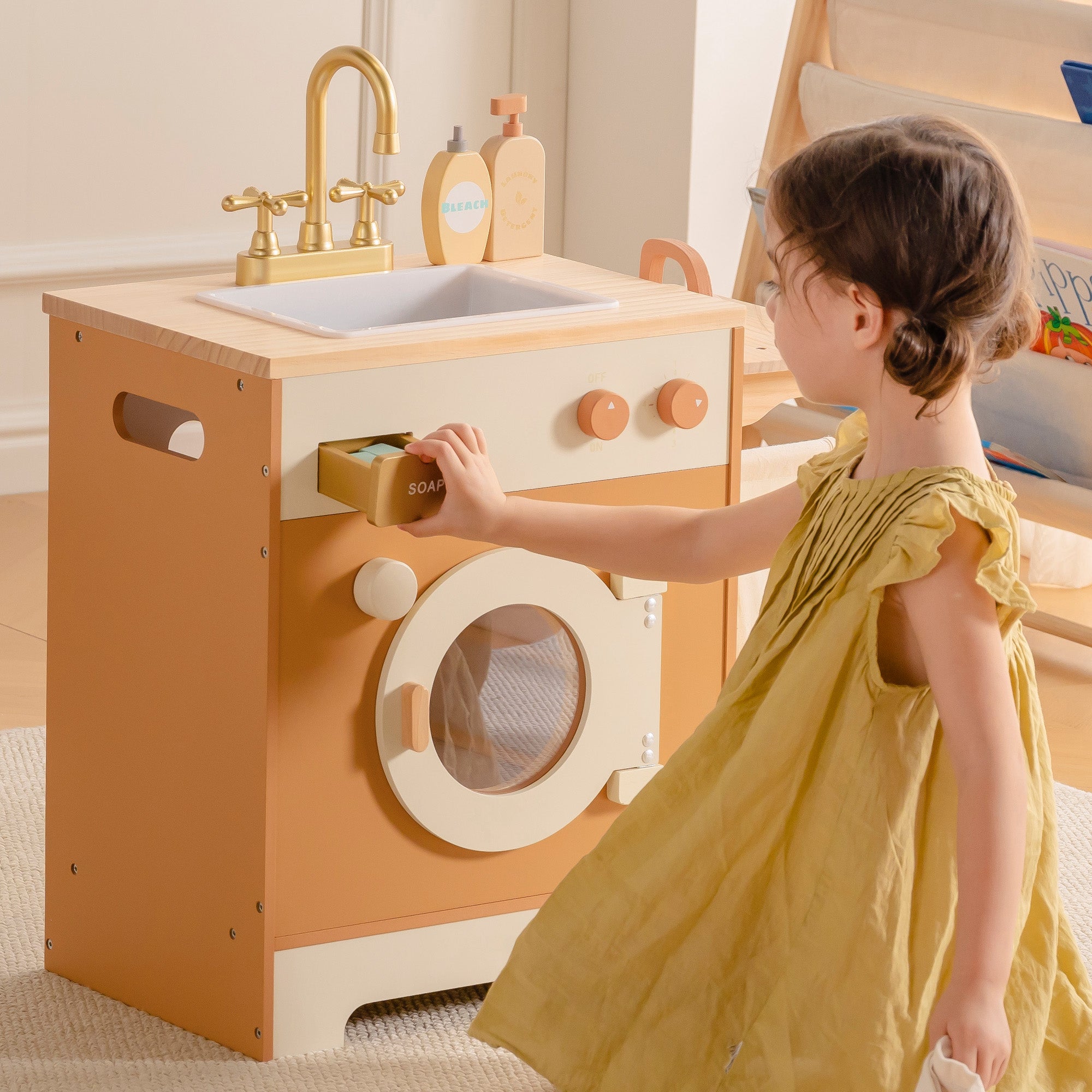Robud Wooden Laundry Playset - Caramel