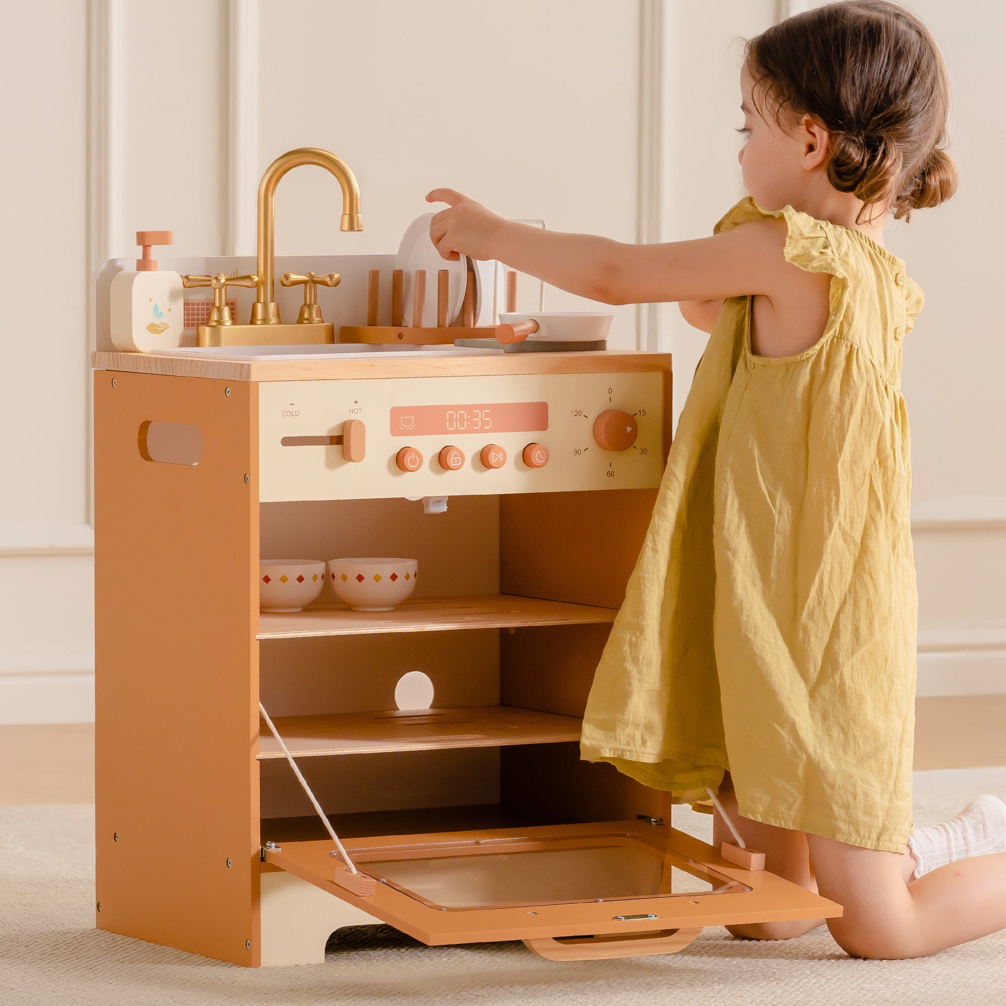 ROBUD Wooden Caramel Dishwasher