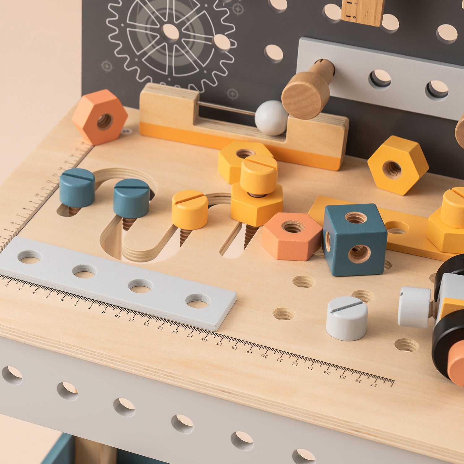 ROBUD Holz-Werkzeugbank für Kinder, Spielzeug-Spielwerkbank WG190