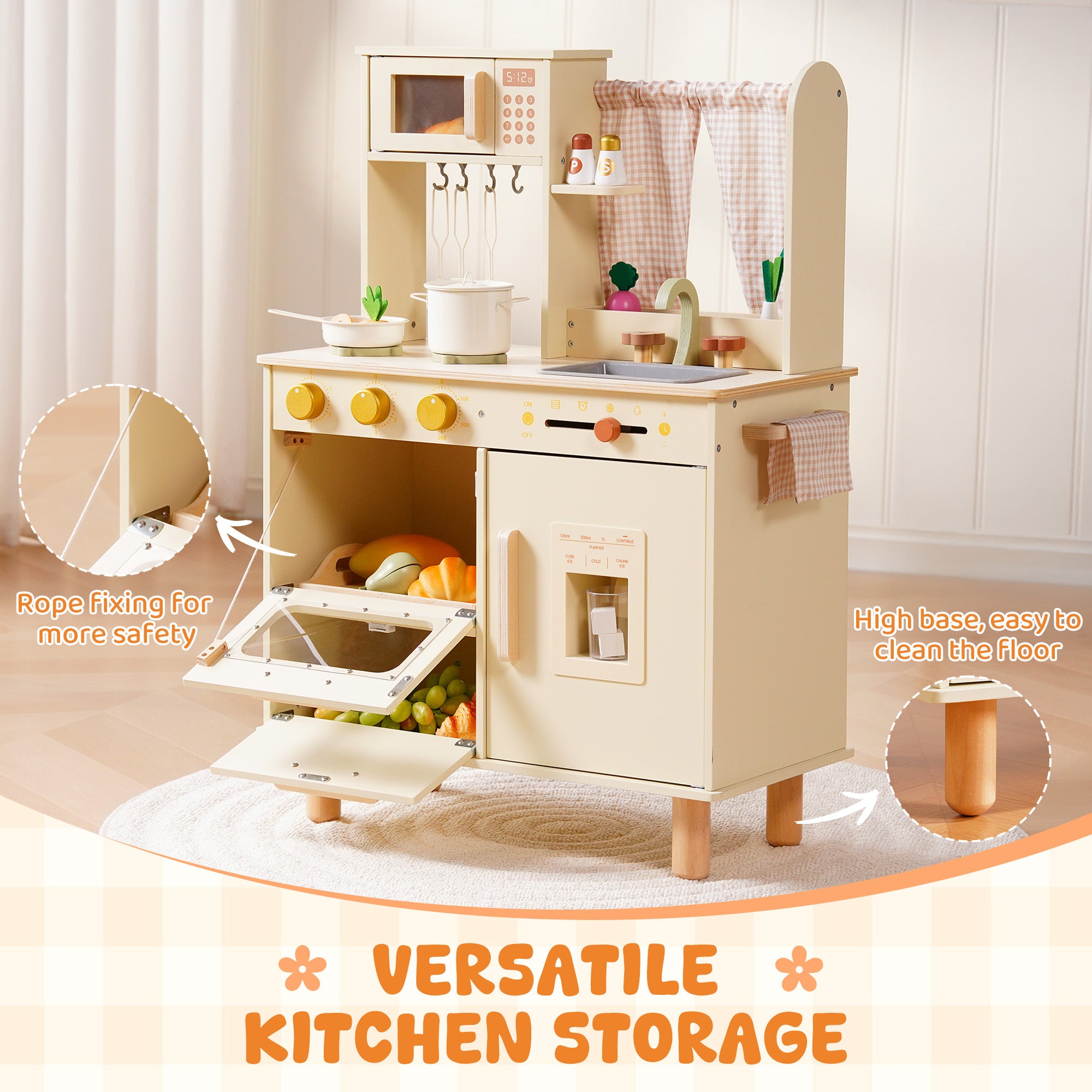 ROBUD Wooden Pretend Play Kitchen Set for Kids