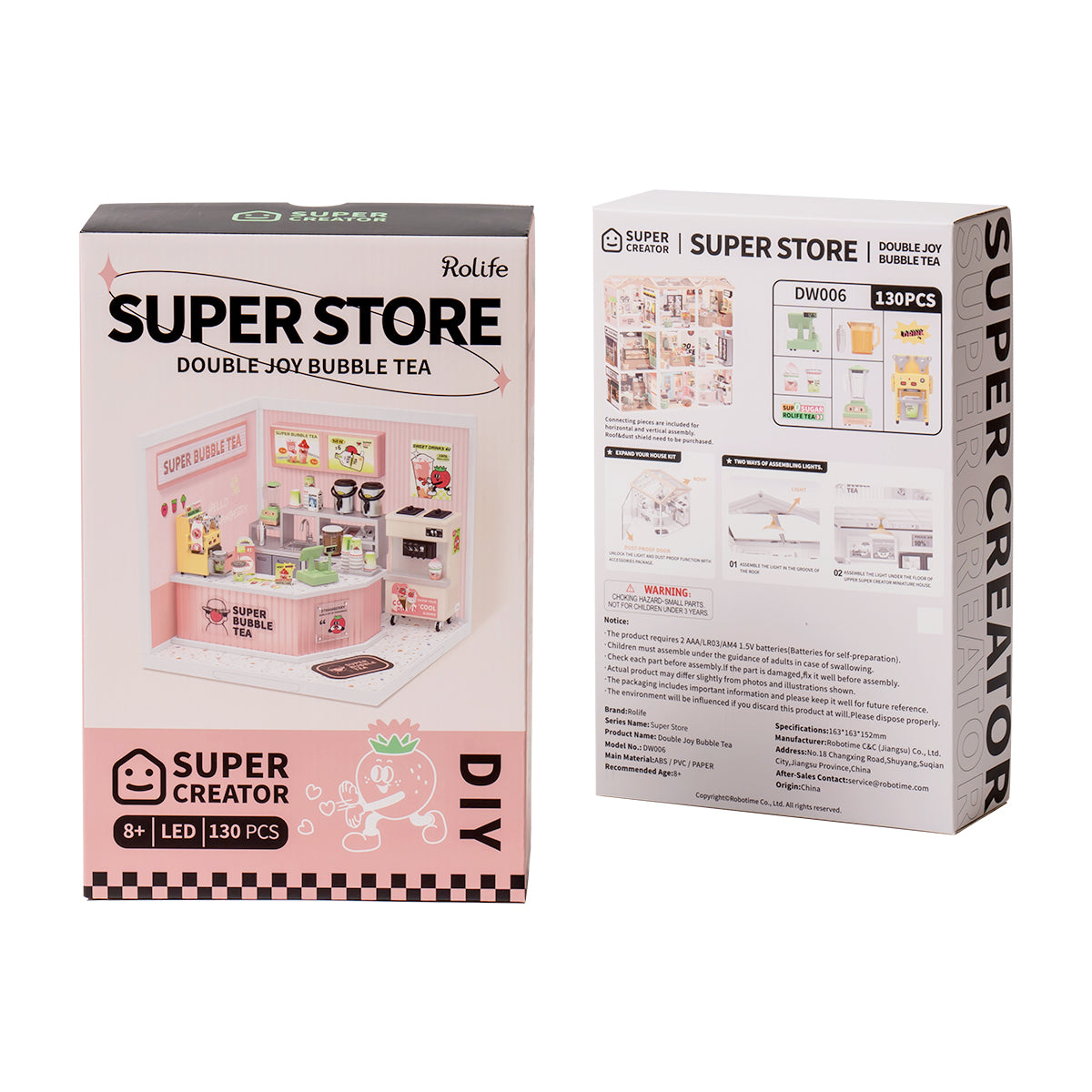 Rolife Super Creator Double Joy Bubble Tea DIY Miniature House Kit DW006