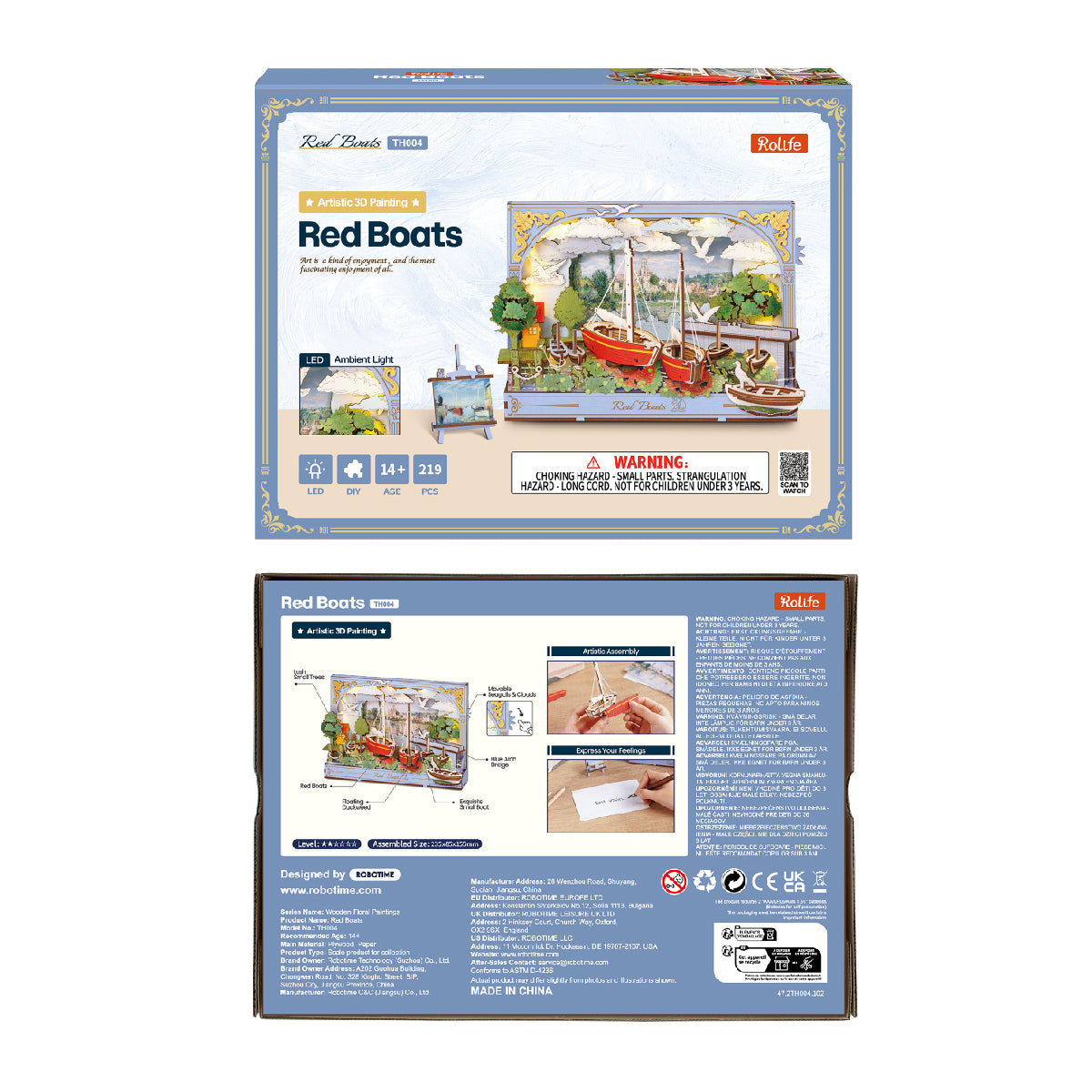 Rowood Rote Boote Wandkunst 3D-Holzpuzzle TH004