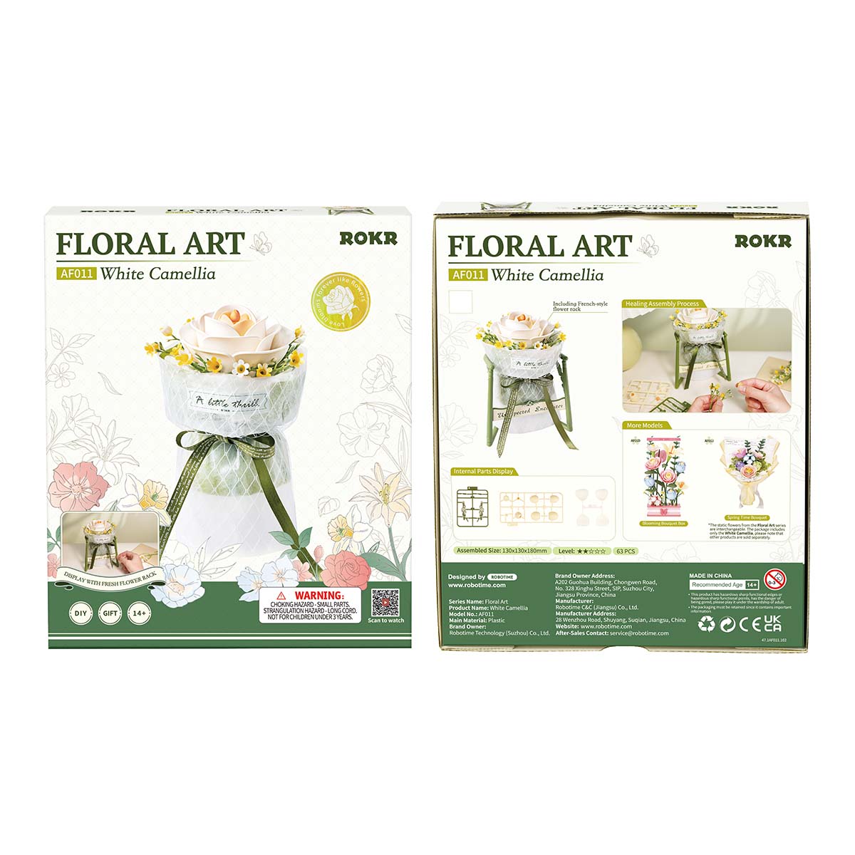 ROKR Witte Camellia DIY 3D Puzzel Model AF011