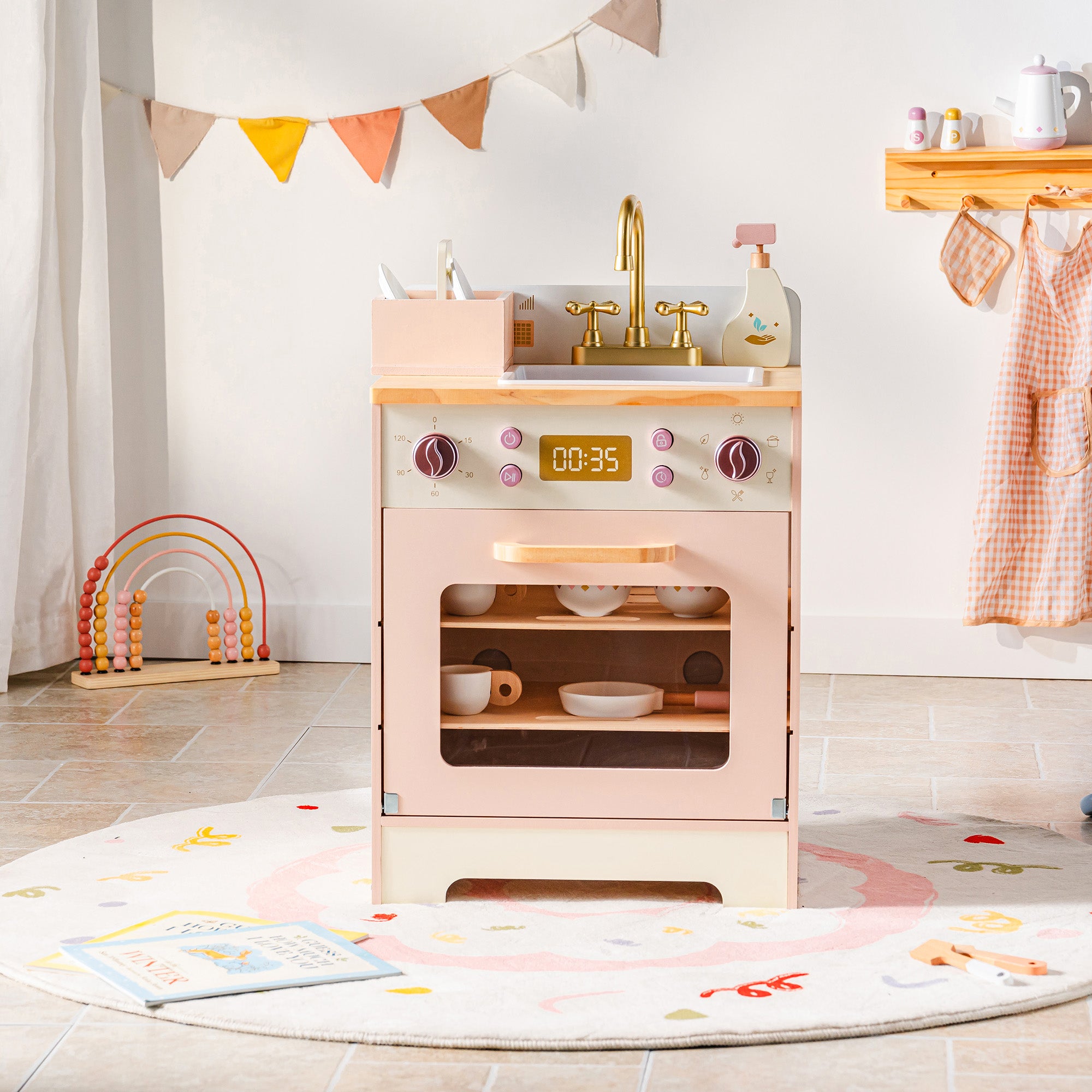 Robud Wooden Kids Kitchen PlaySet Seris -Pink