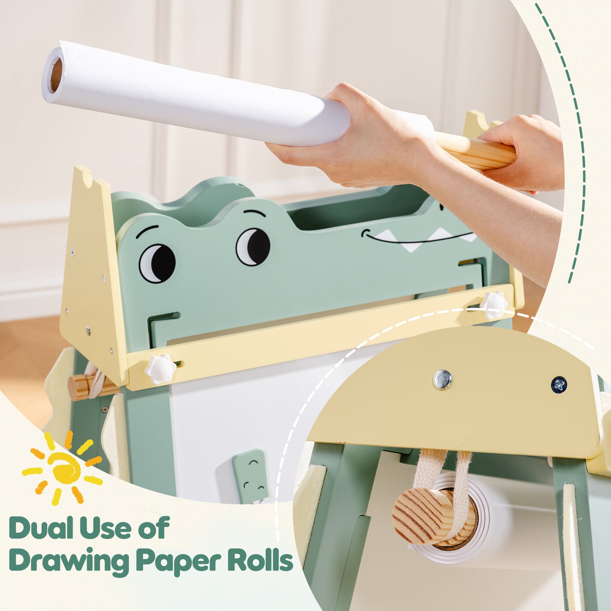 ROBUD Wooden Adjustable Crocodile Easel for Kids