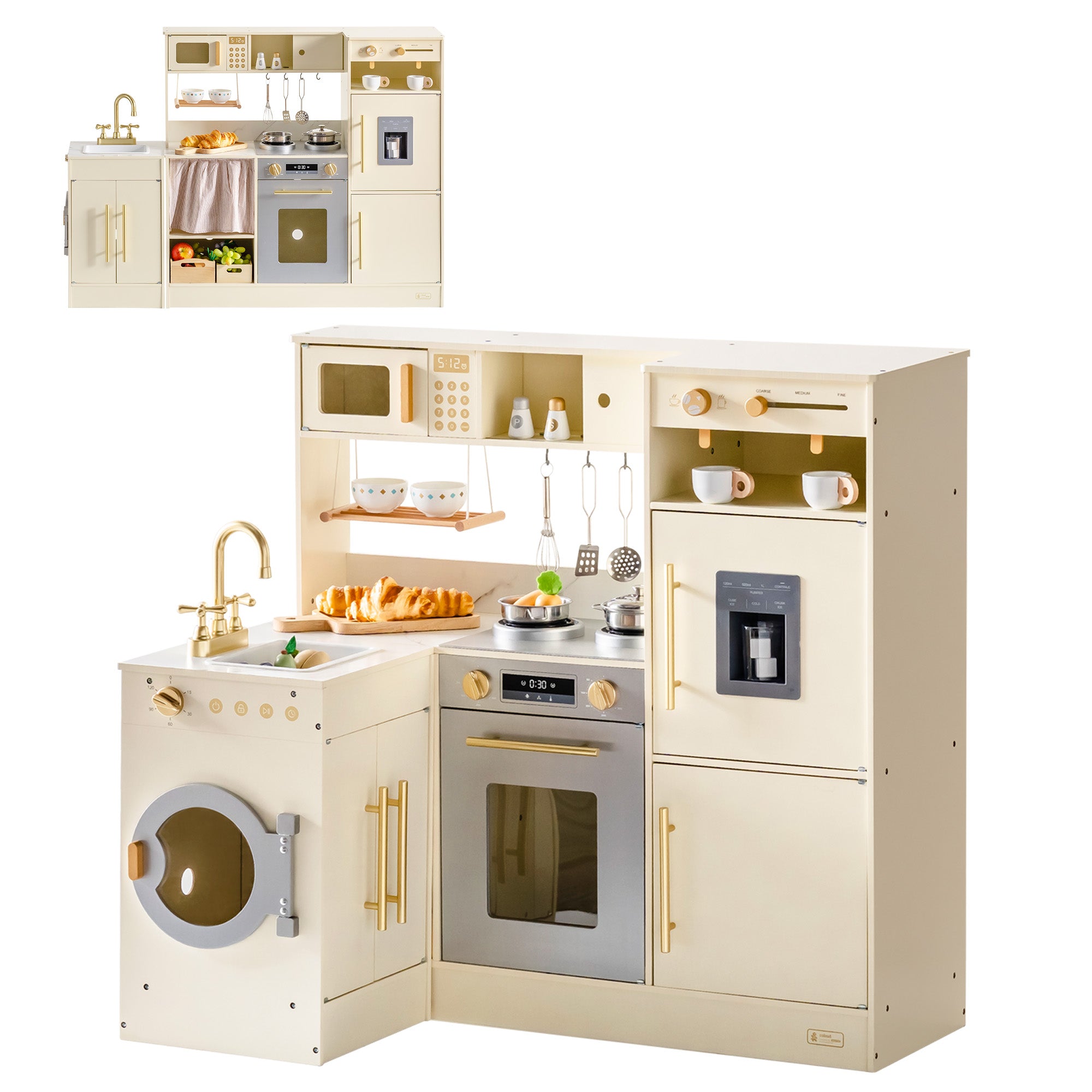 ROBUD Pretend Corner Kitchen with All-in-One & Combination-Style