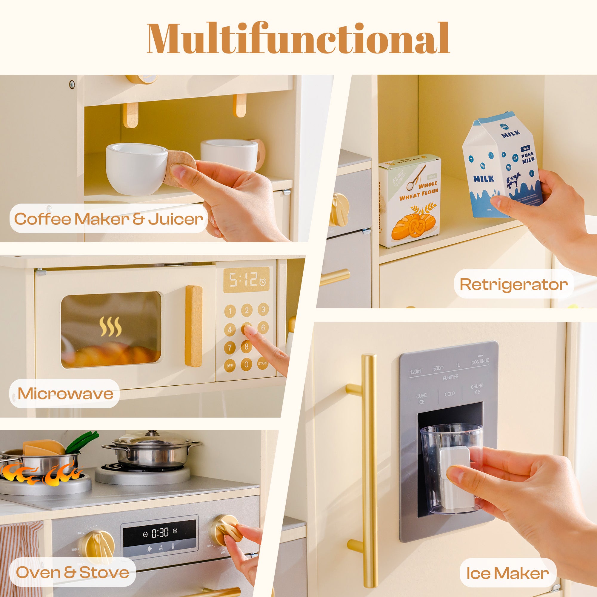 ROBUD Pretend Corner Kitchen with All-in-One & Combination-Style