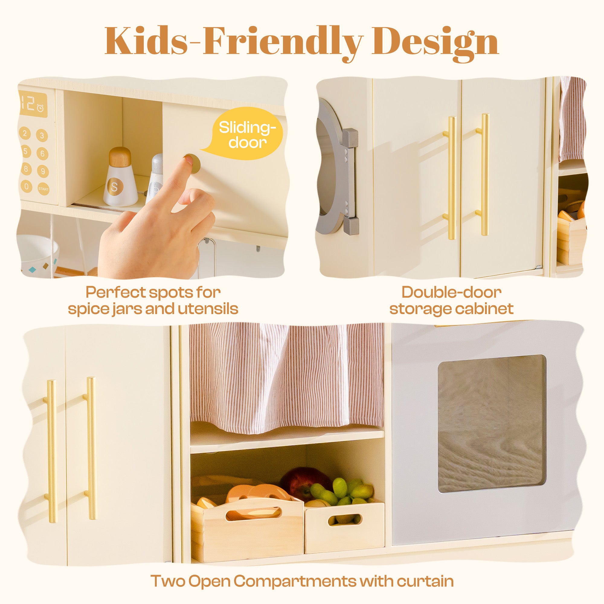 ROBUD Pretend Corner Kitchen with All-in-One & Combination-Style
