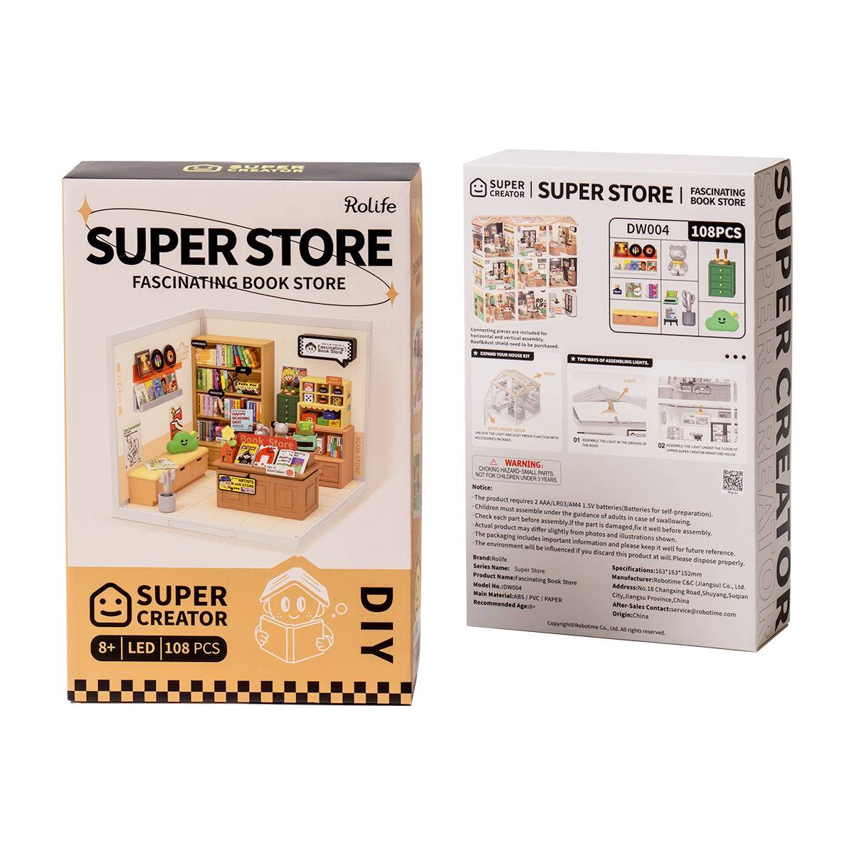 Rolife Super Creator Fascinating Book Store DIY Miniature House Kit DW004