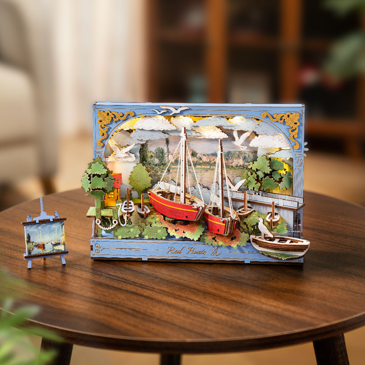 Rowood Rote Boote Wandkunst 3D-Holzpuzzle TH004