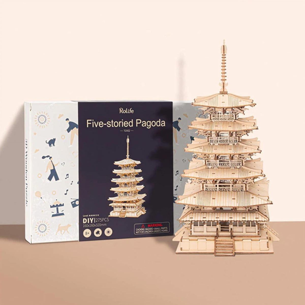 Rolife DIY Fünfstöckige Pagode 3D Holzpuzzle TGN02