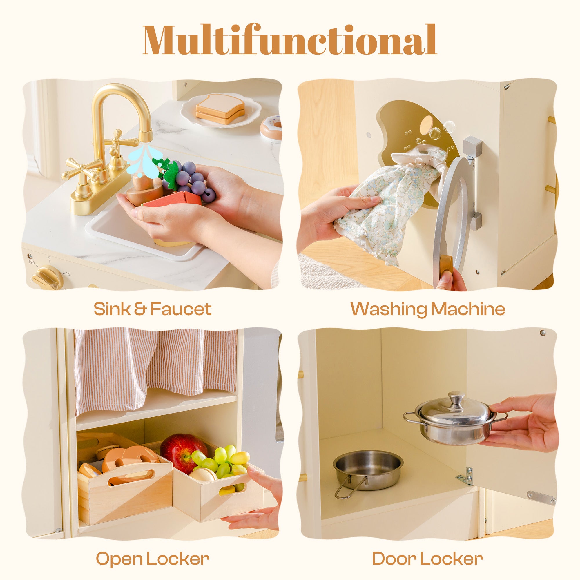 ROBUD Pretend Corner Kitchen with All-in-One & Combination-Style