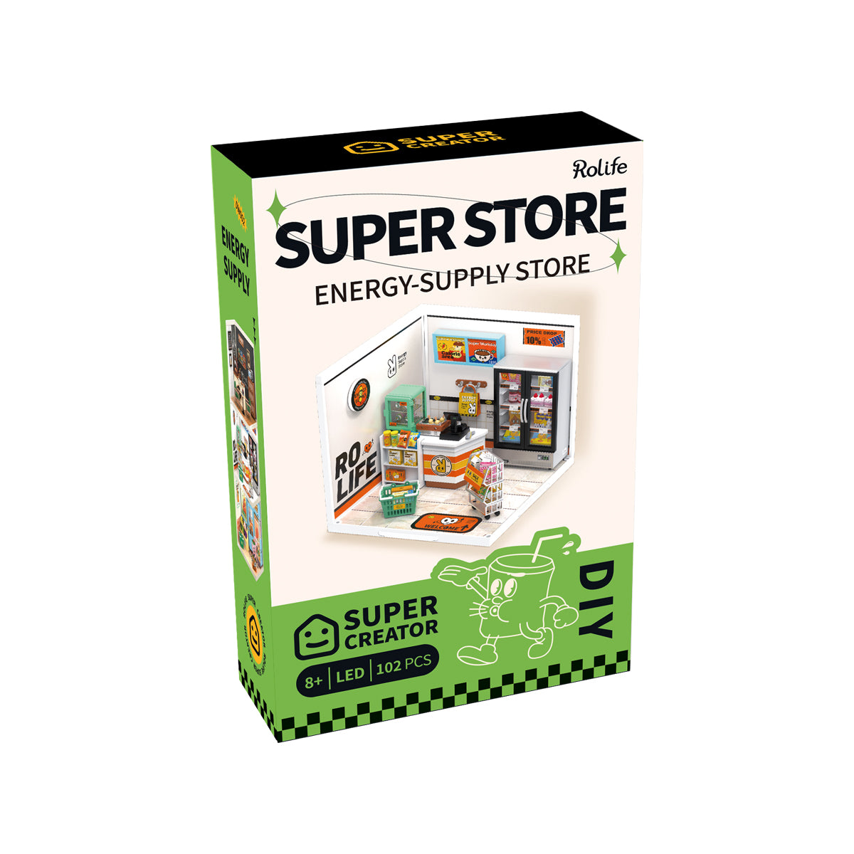 Rolife Super Creator Energy Supply Store DIY Miniature House Kit DW002