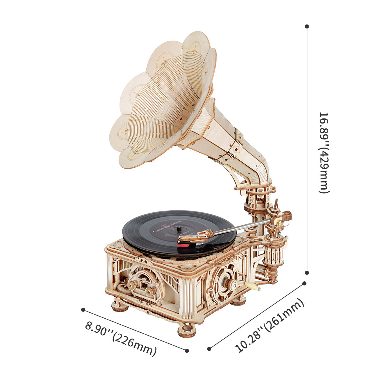 Puzzle 3D en bois ROKR Classic Gramophone LKB01D (version électrique)