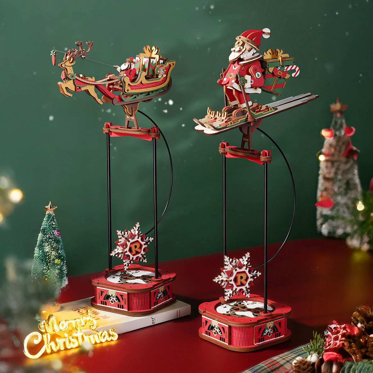 ROKR Santa on Skis Pendulum Balance Toy 3D Puzzle MCD06