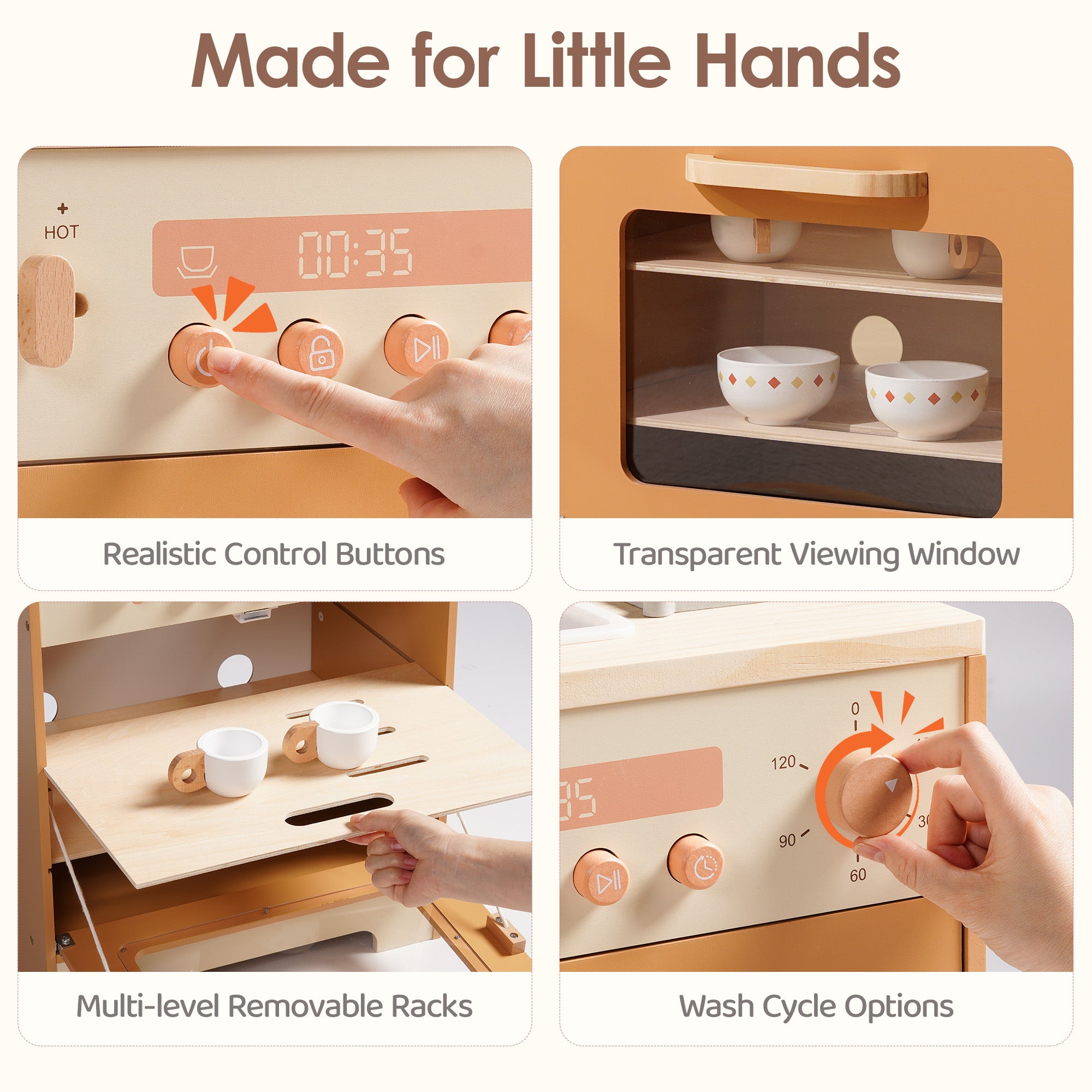 ROBUD Wooden Caramel Dishwasher