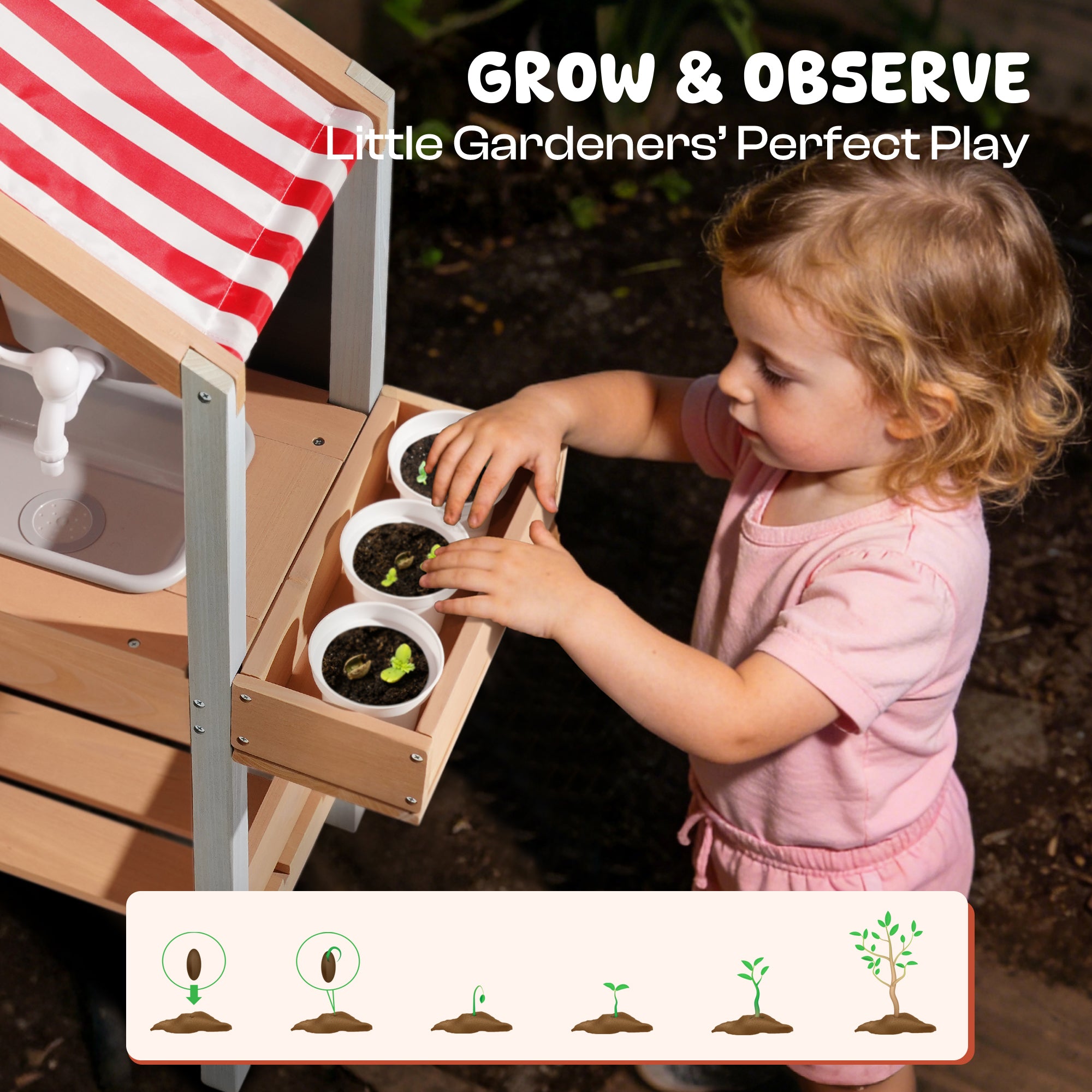 ROBUD Mud Kitchen for Kids Outdoor with Canopy