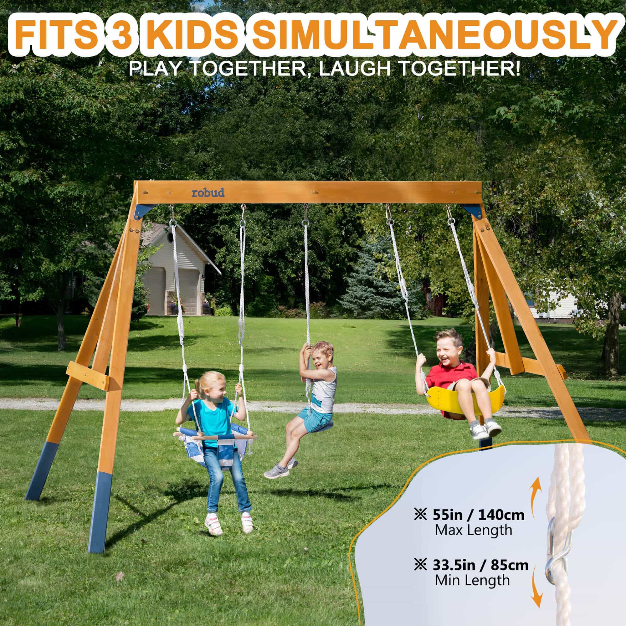 ROBUD Wooden Swing Set with Swings for Kids