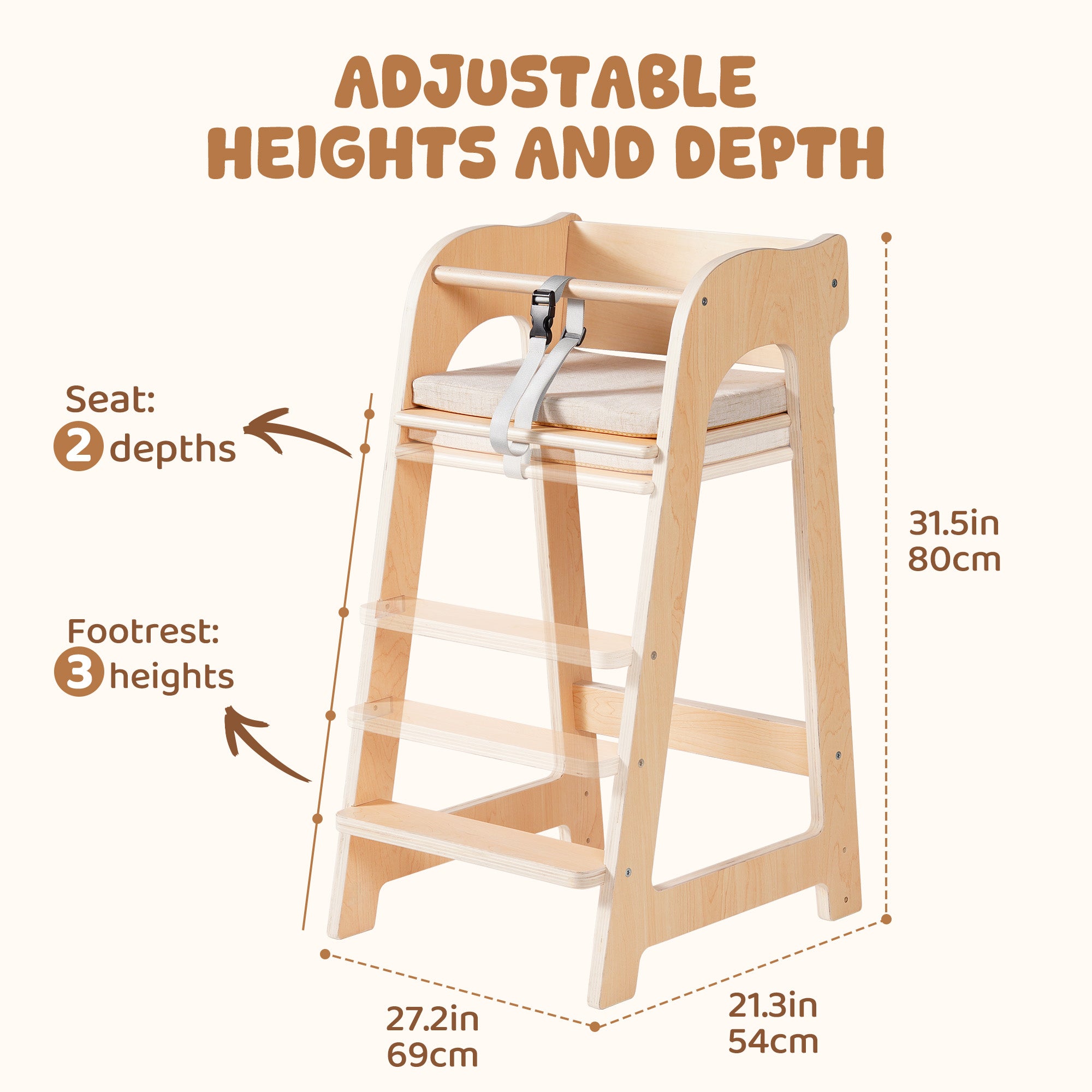 ROBUD Wooden Multifunctional High Chair