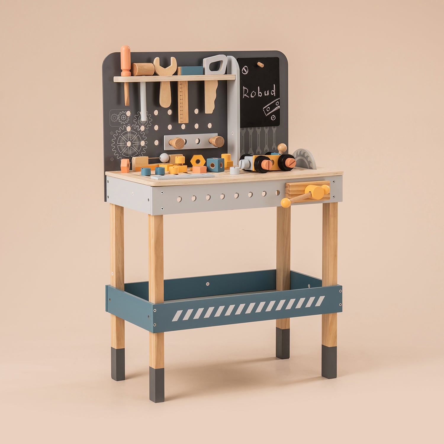 ROBUD Holz-Werkzeugbank für Kinder, Spielzeug-Spielwerkbank WG190