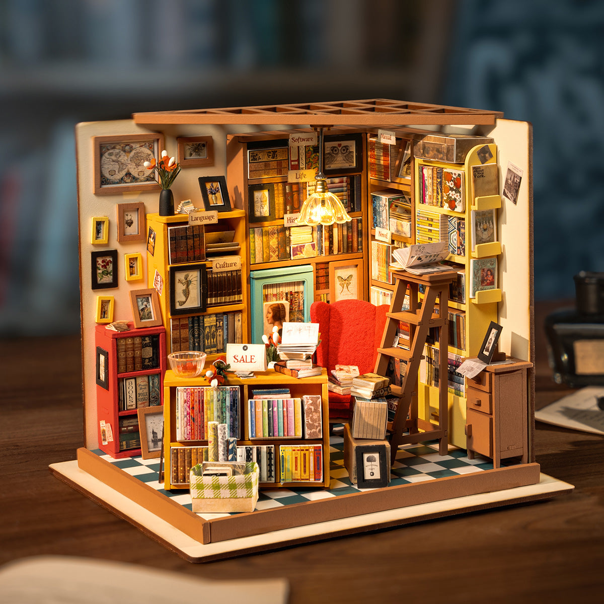 Rolife Sam's Study Library DIY Miniature House Kit DG102