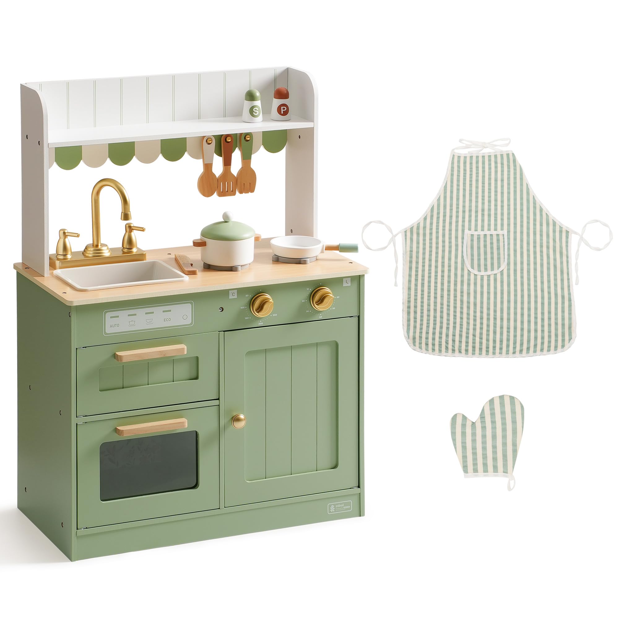 ROBUD Wooden Kids Play Kitchen Set - Olivia Green