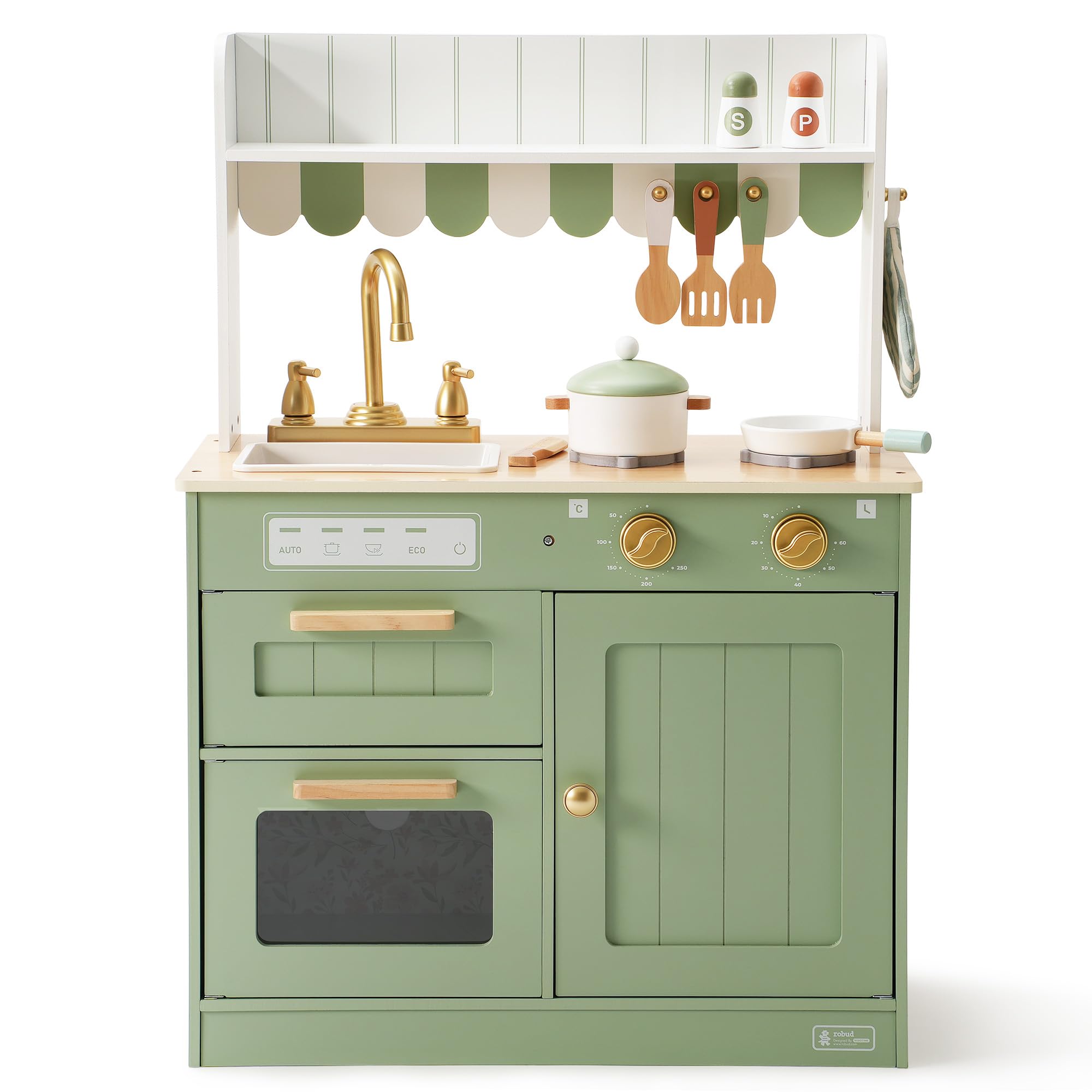 ROBUD Wooden Kids Play Kitchen Set - Olivia Green